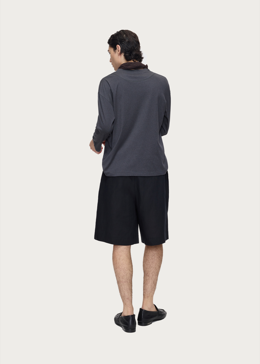 Three-quarter sleeve crew-neck T-shirt Grey