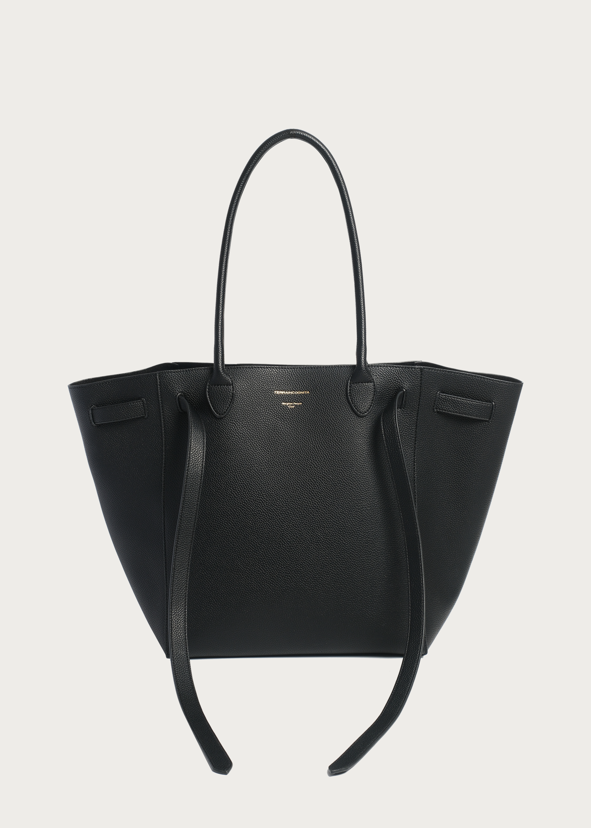 Lychee-Grain Microfiber Leather Large-Capacity Tote Bag Black