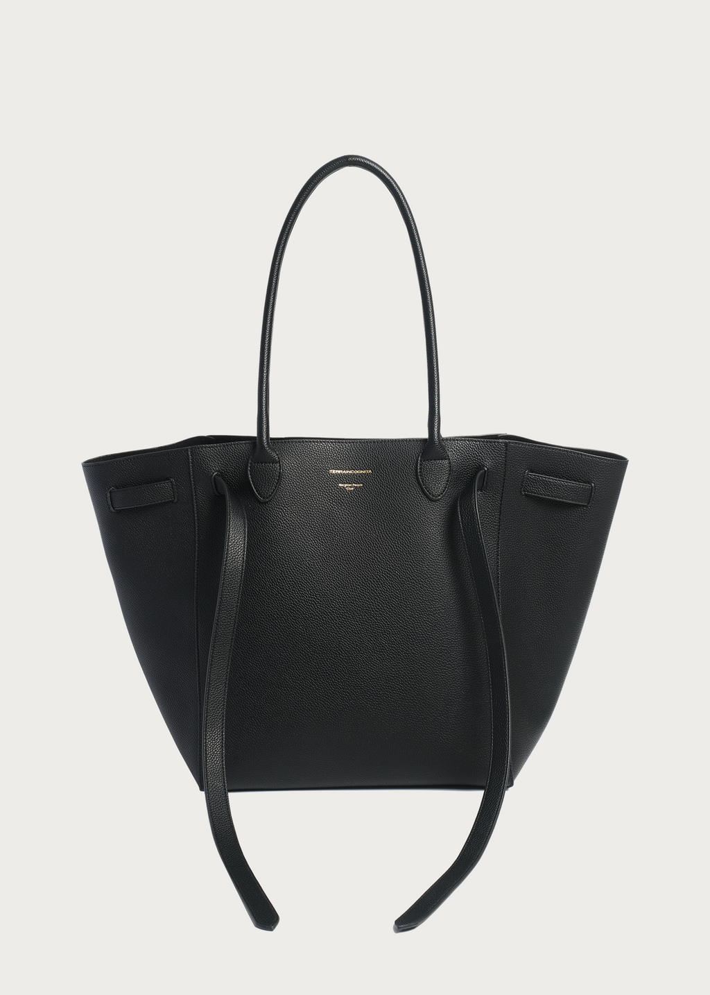 Lychee-Grain Microfiber Leather Large-Capacity Tote Bag Black