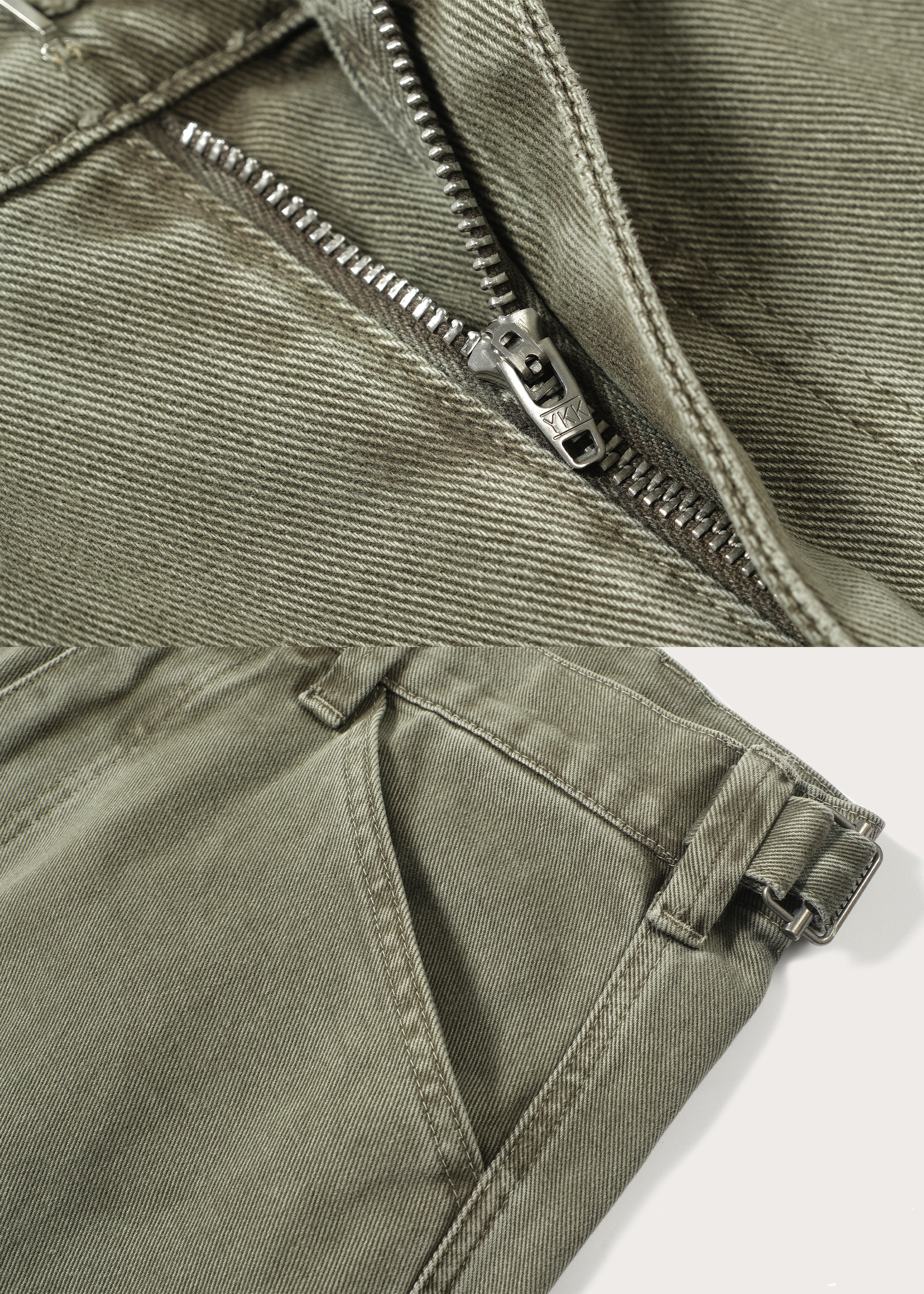 Loose-fitting jeans with an adjustable waistband Green