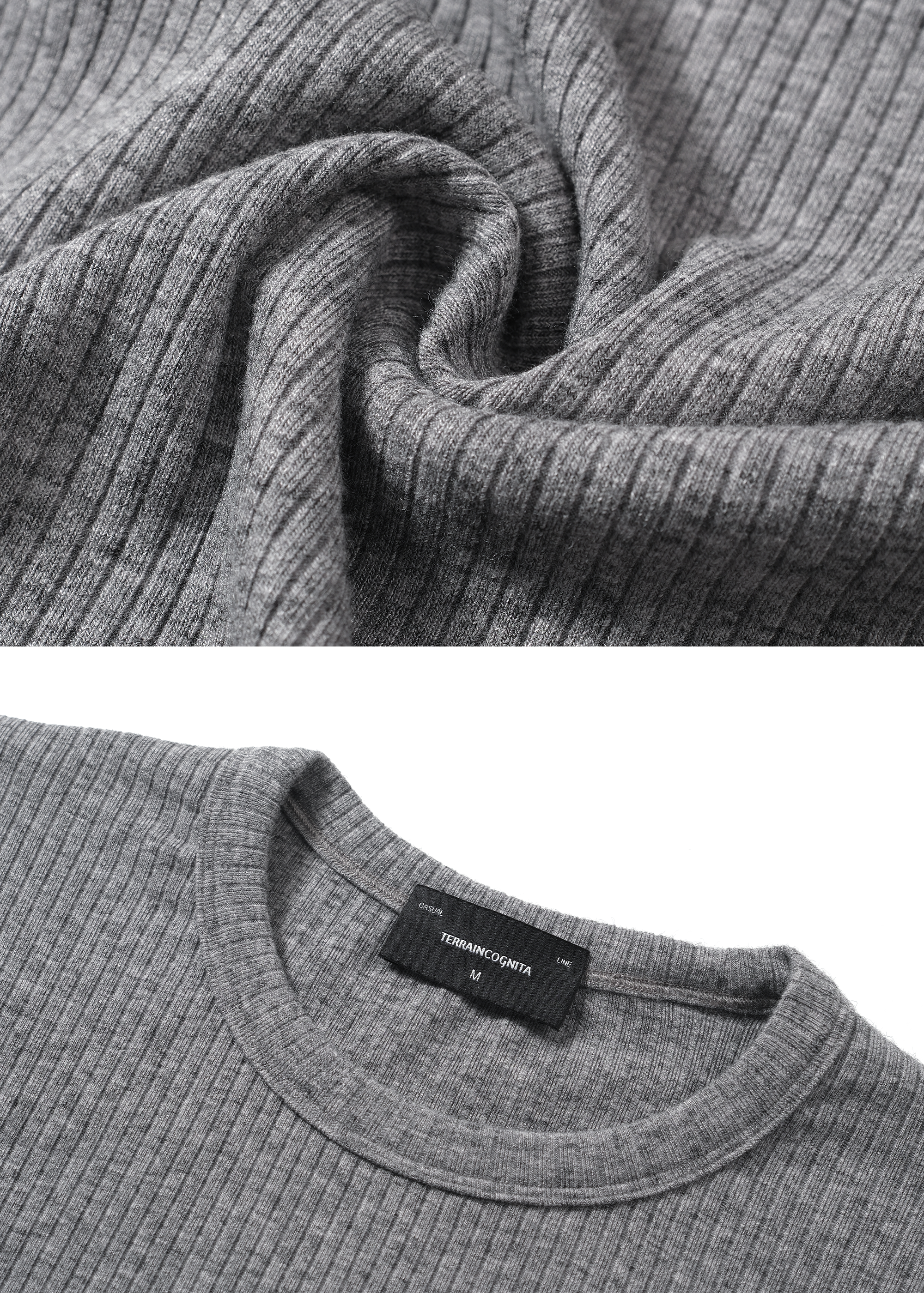 Stretchy Crew-Neck Long-Sleeve Base Layer T-Shirt Grey