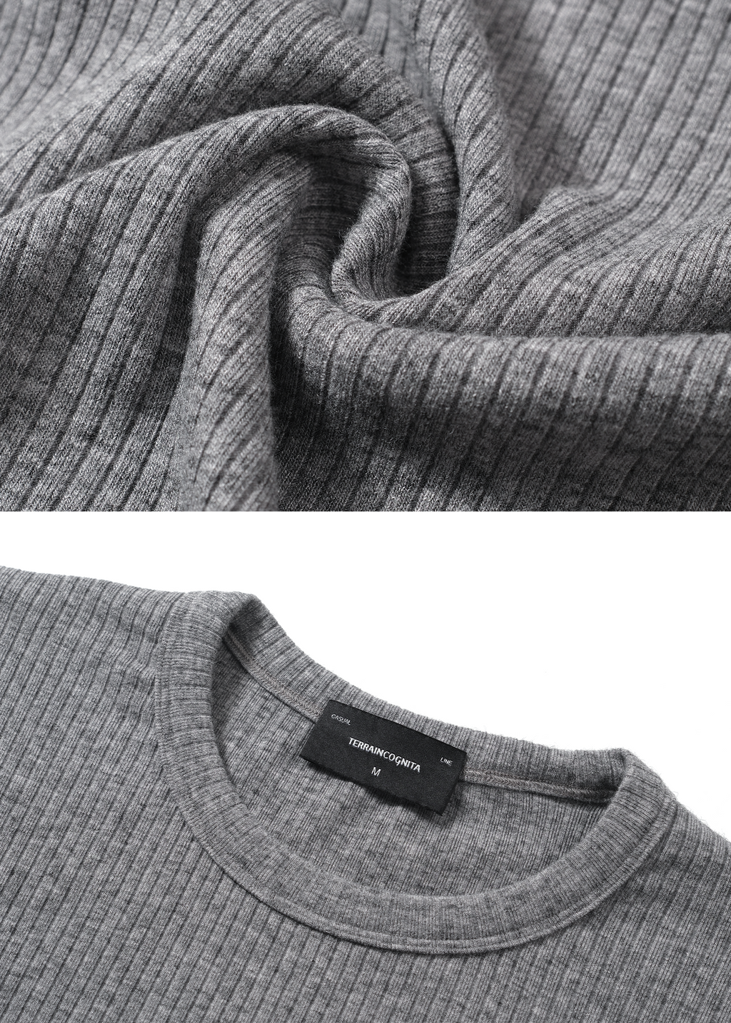 Stretchy Crew-Neck Long-Sleeve Base Layer T-Shirt Grey