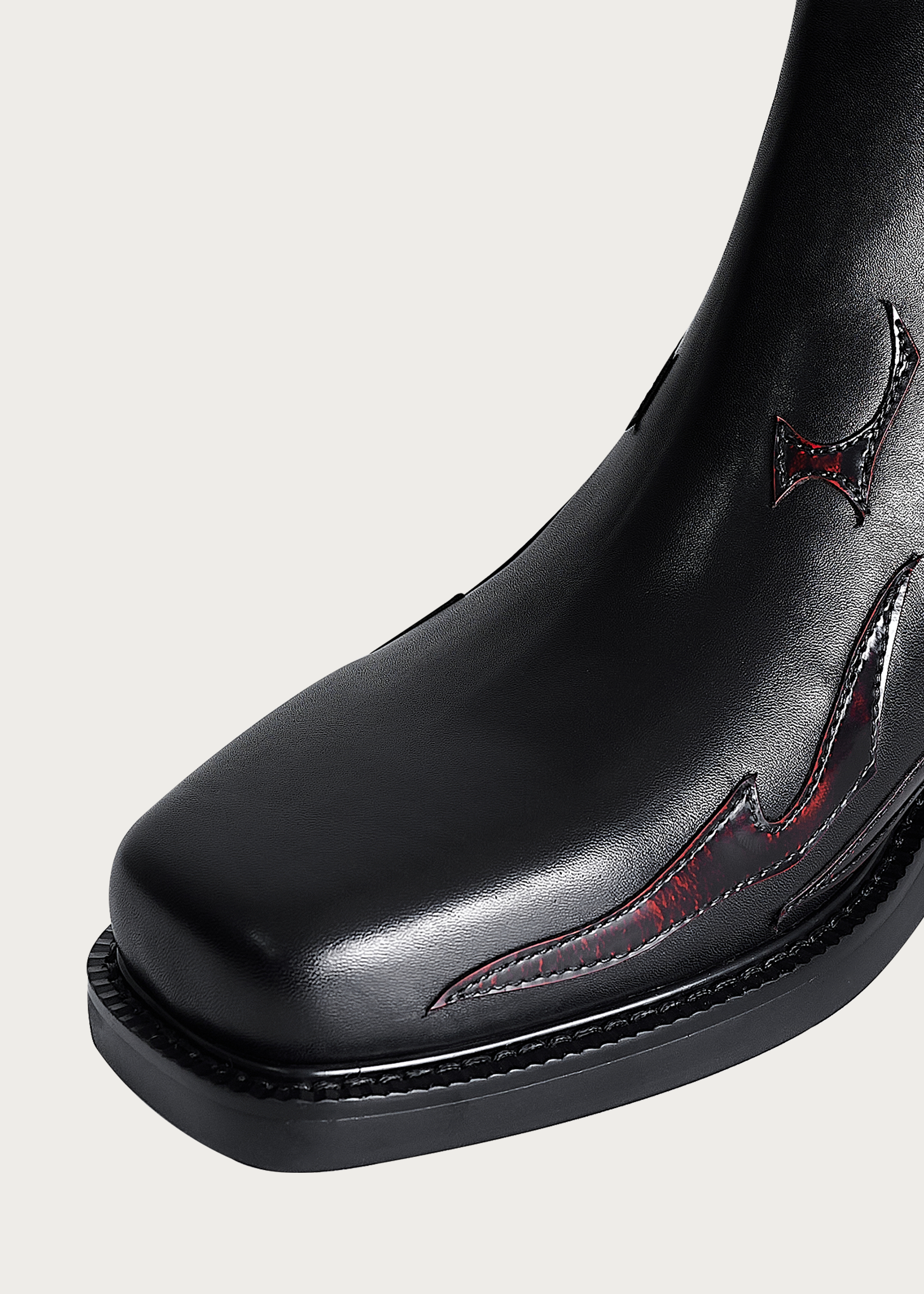 Chelsea boots Square-toe Black and Red-Flame-pattern