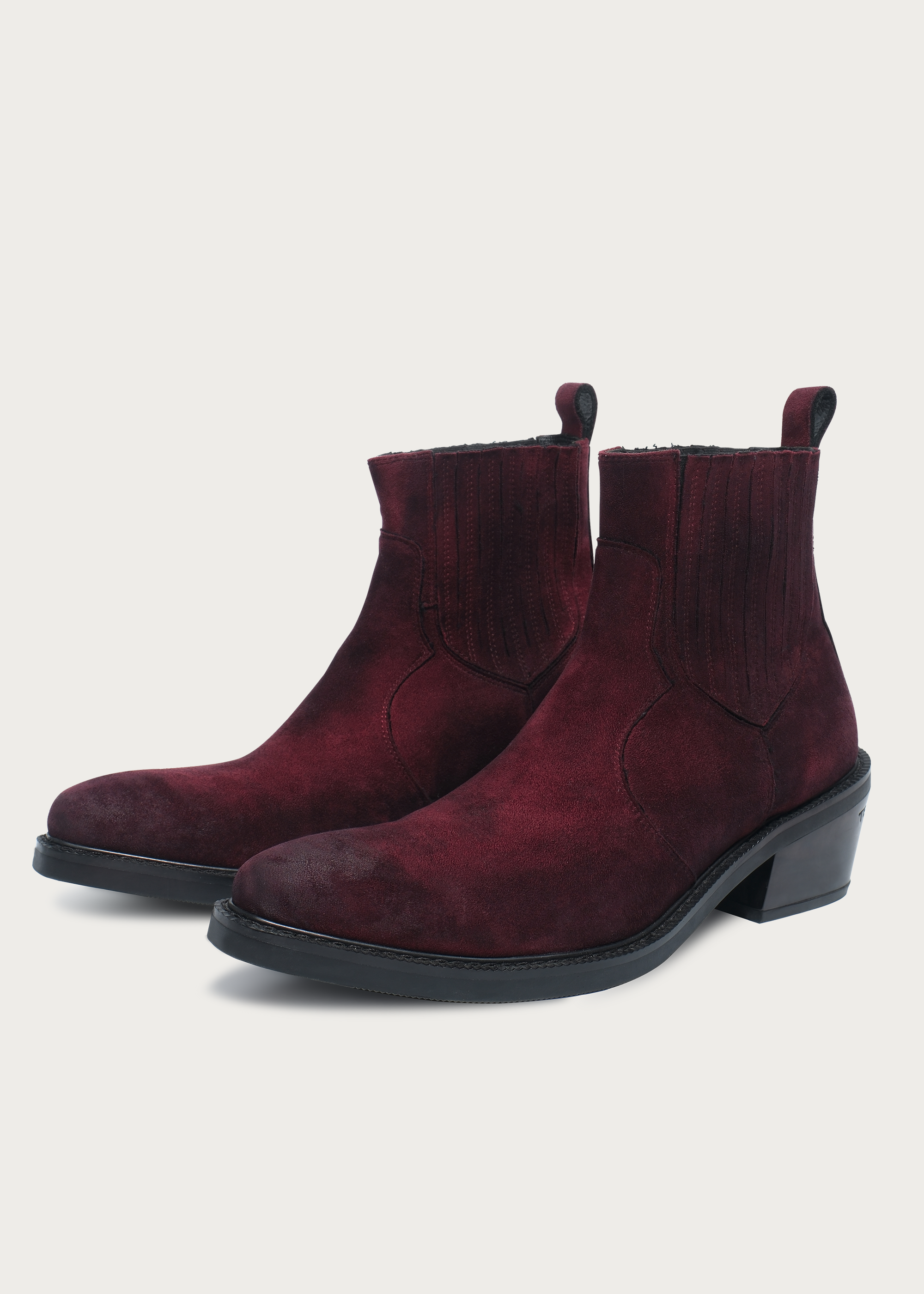 Chelsea boots Pointed-toe Velvet Garnet red