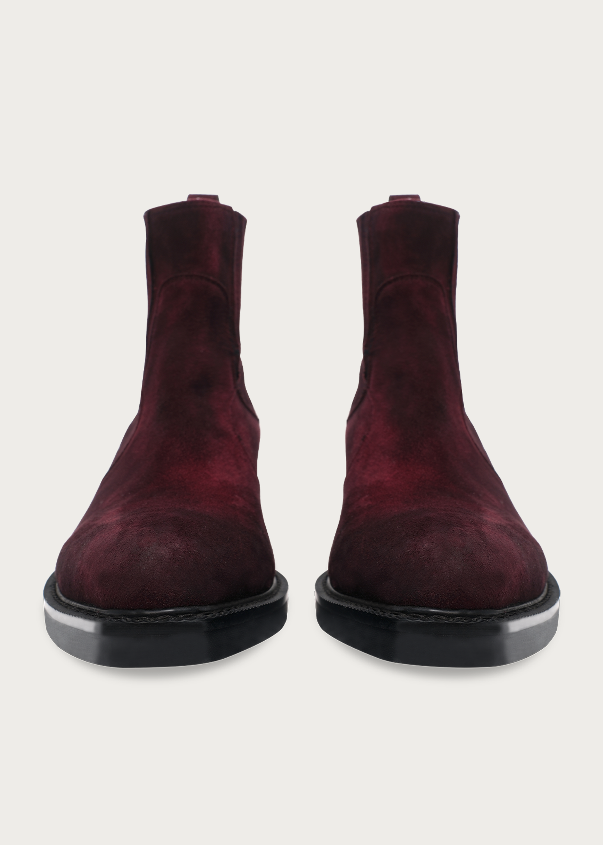 Chelsea boots Pointed-toe Velvet Garnet red