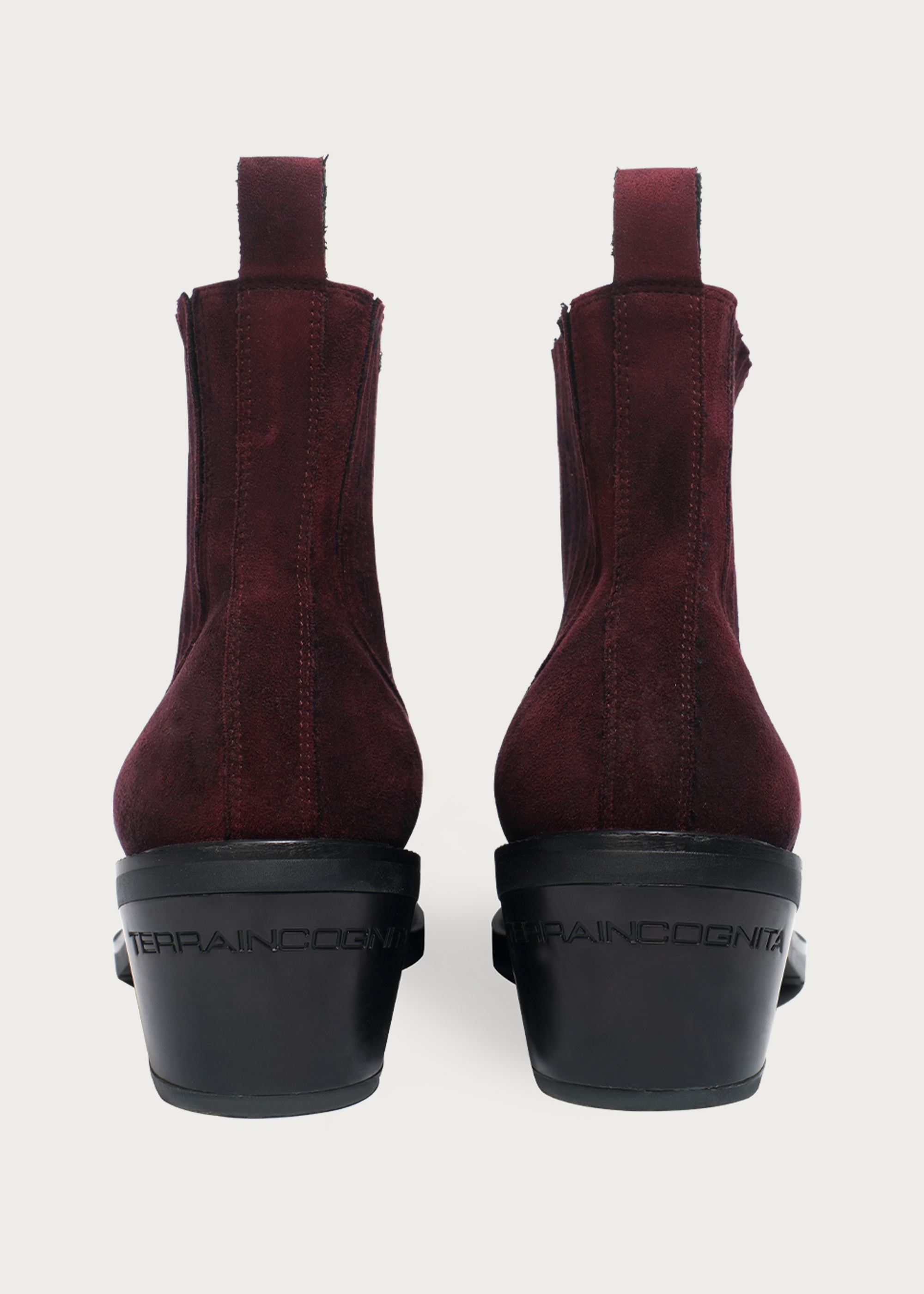 Chelsea boots Pointed-toe Velvet Garnet red