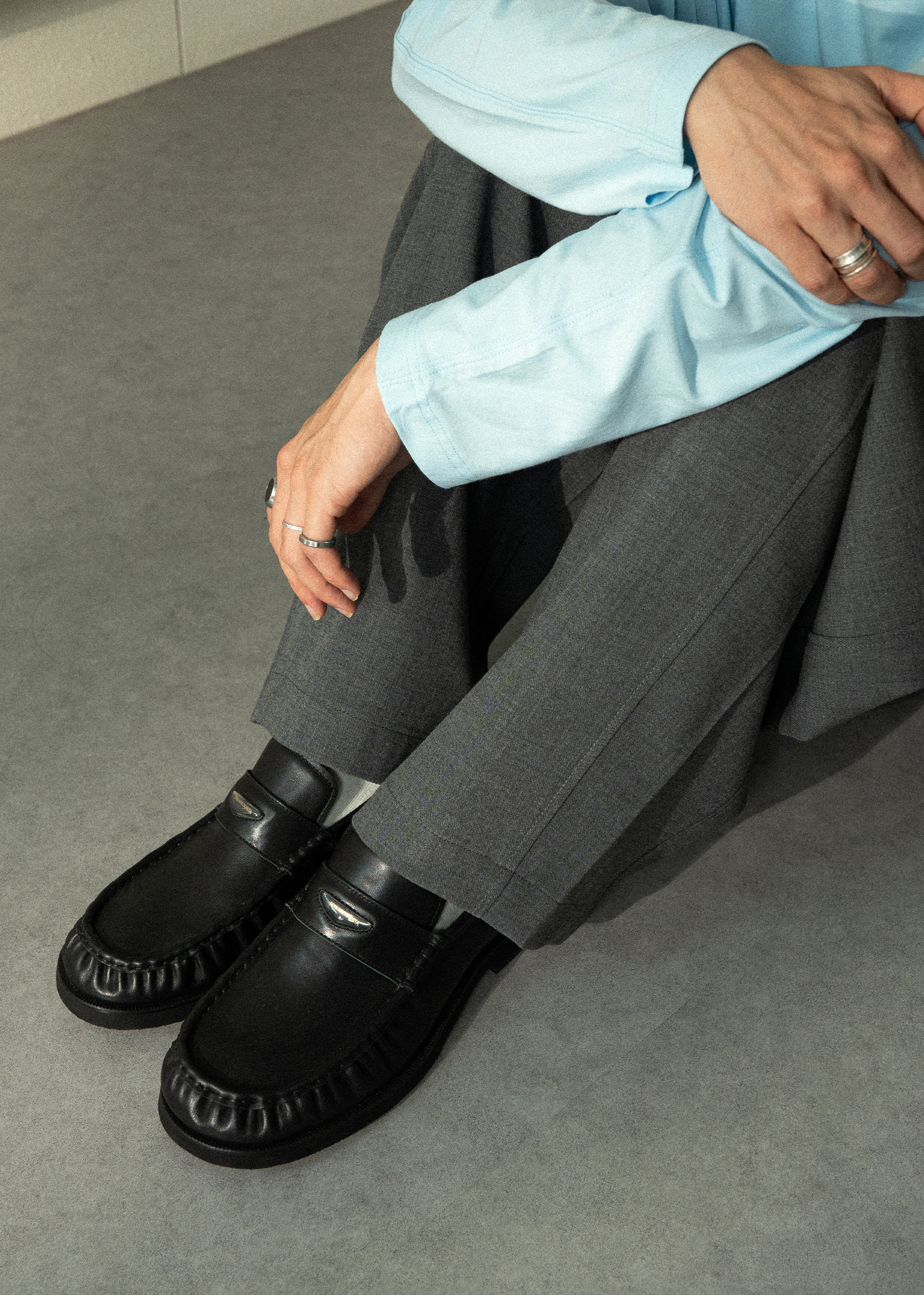 Milled Leather Loafers Black