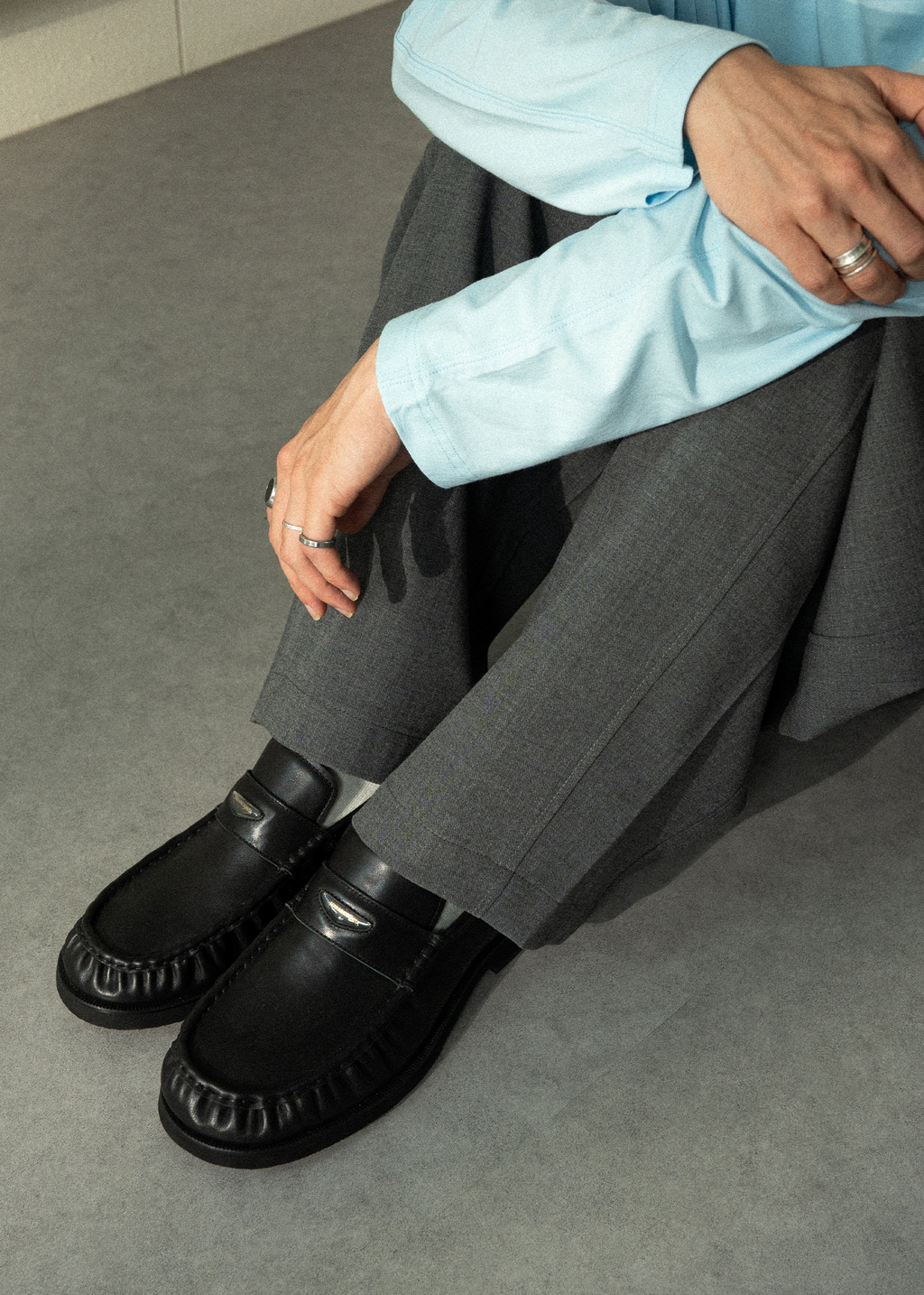 Milled Leather Loafers Black