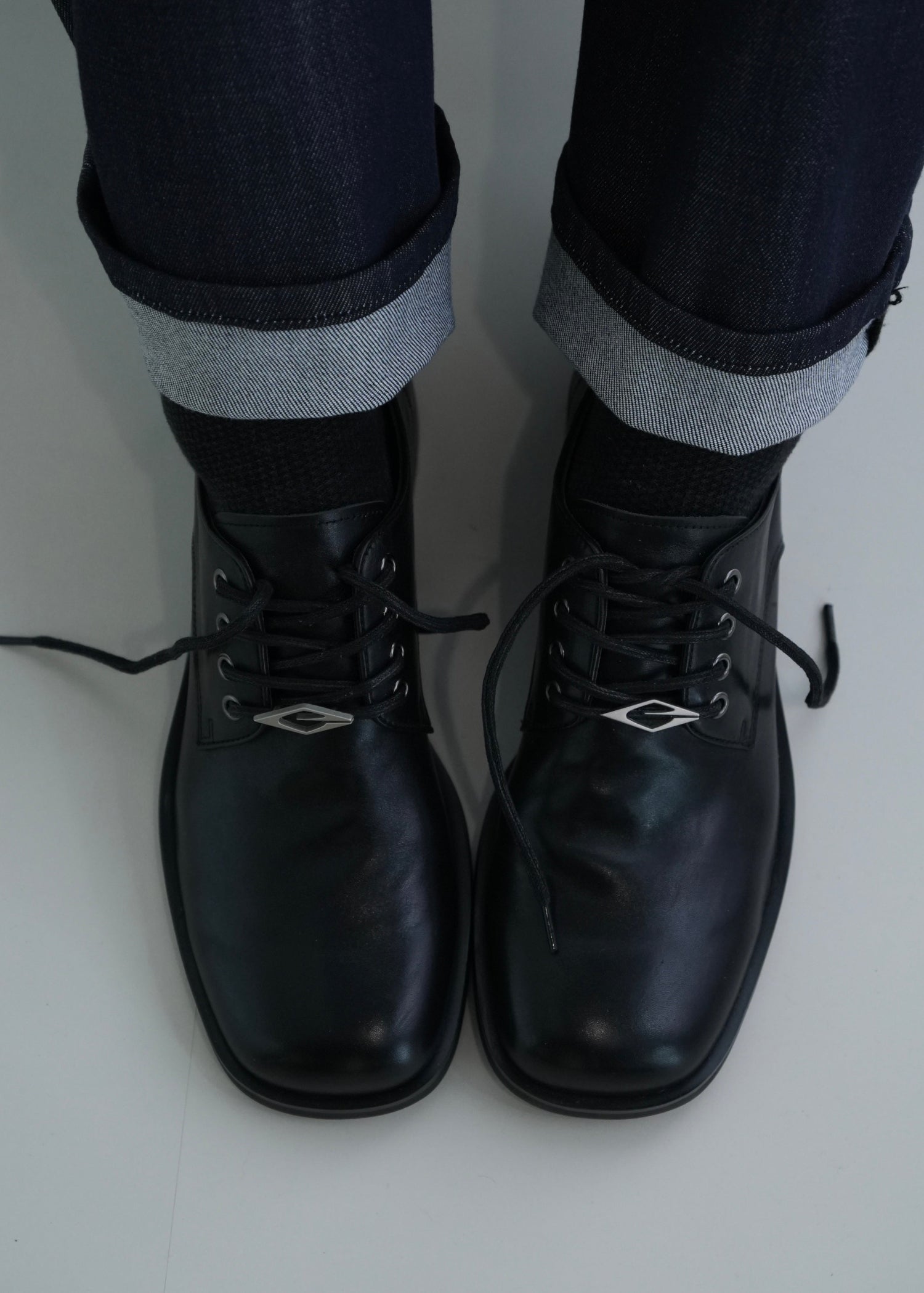 Ledger Leather Derby Shoes Black