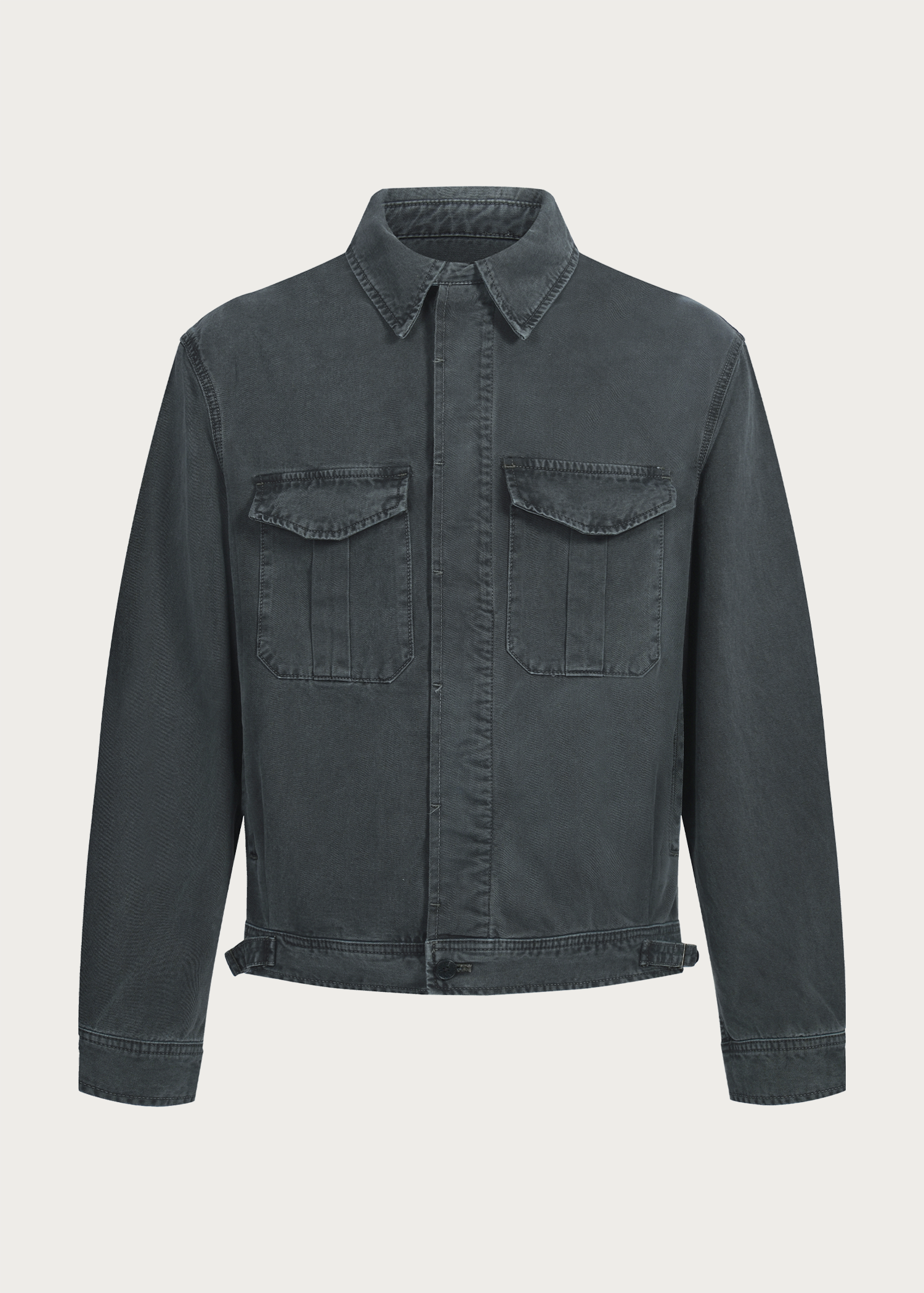 Twill washed denim jacket Gray green