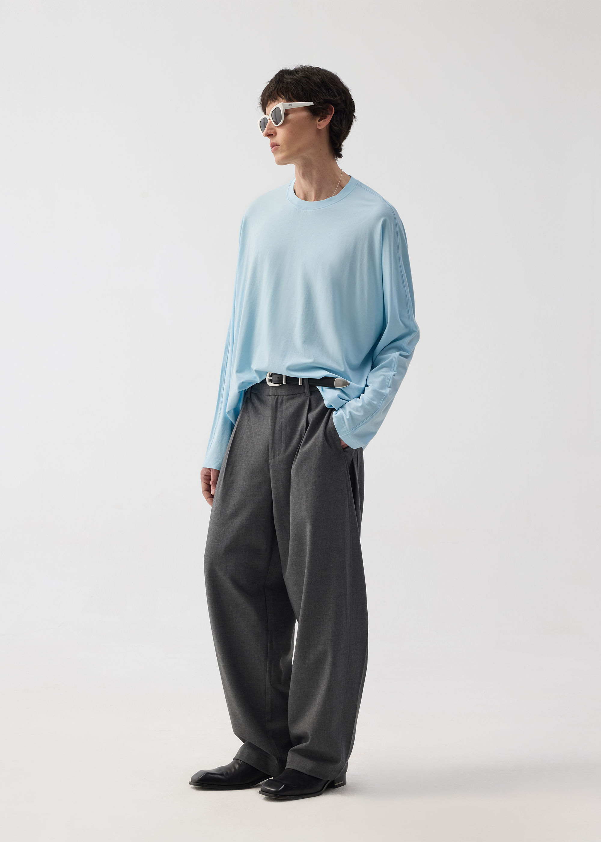 Drapey Wool-Blend Pleated Trousers Grey