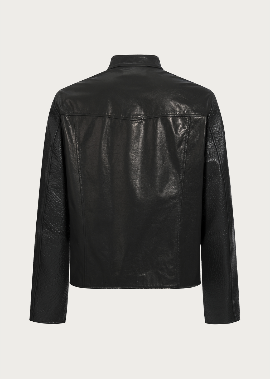 Cowhide and Sheepskin Patchwork Leather Jacket