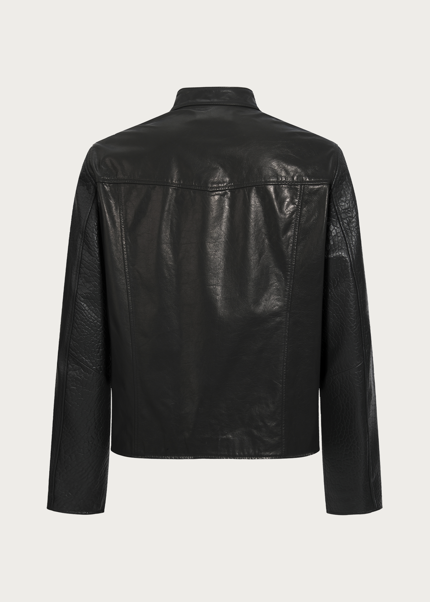Cowhide and Sheepskin Patchwork Leather Jacket