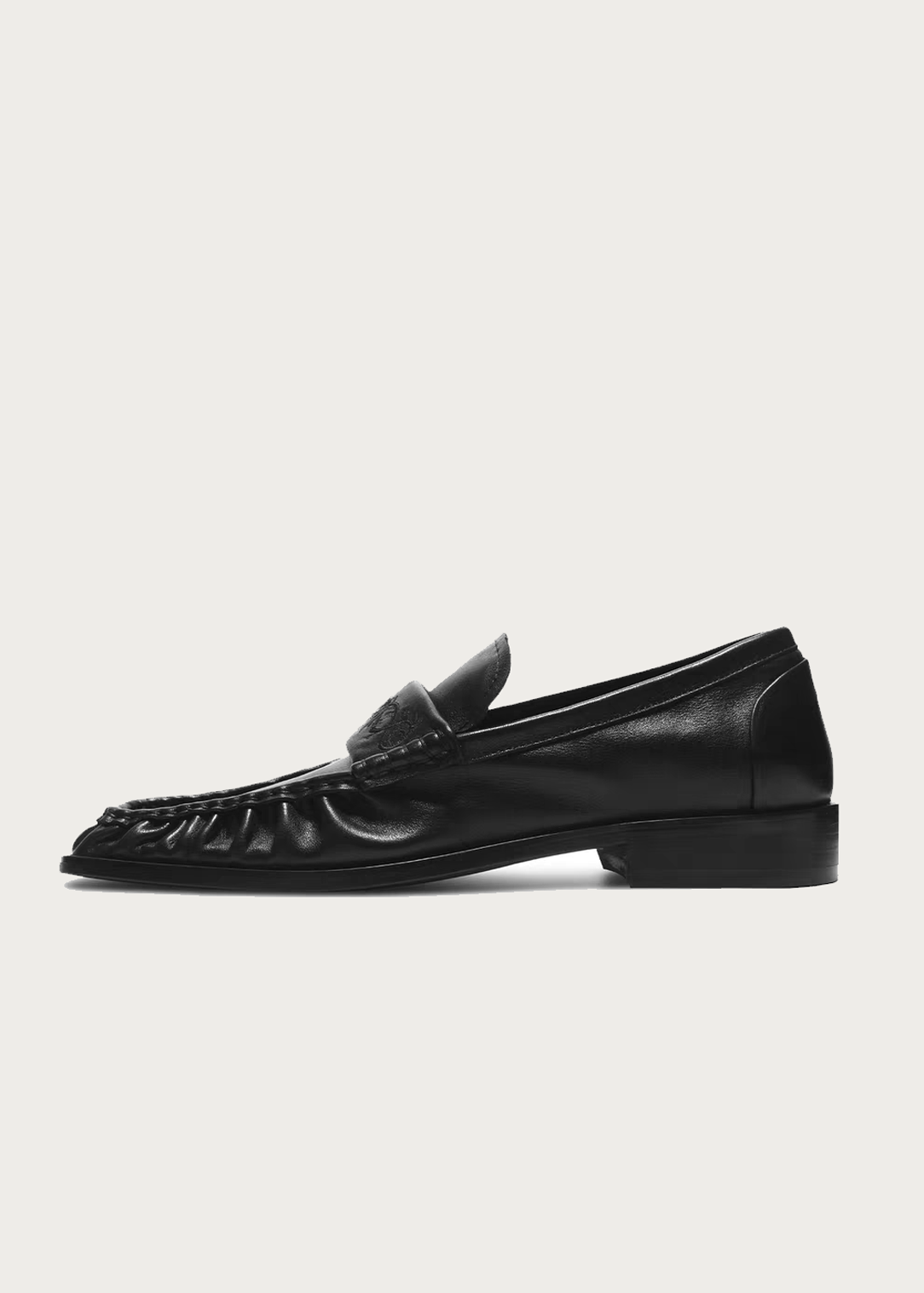 Loafers Square-toe Vine-engraved Elegant black