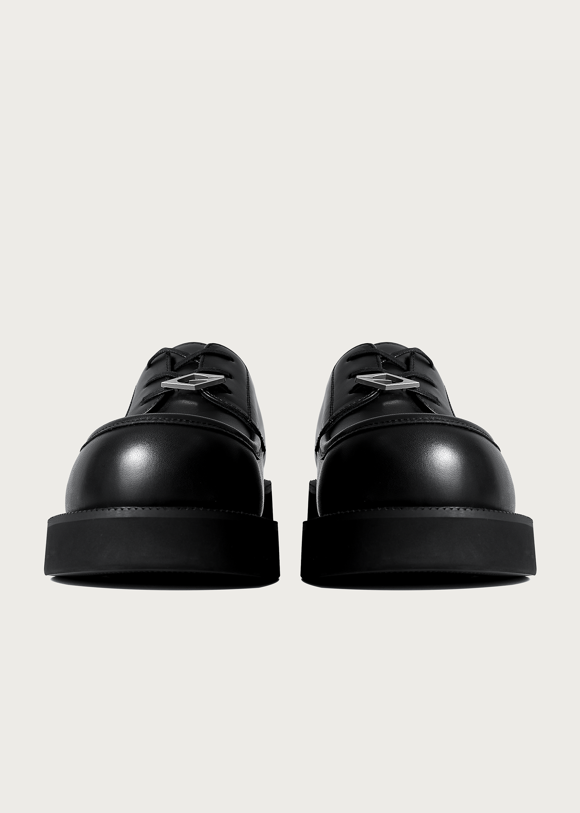 Derby shoes Round-toe Thick sole Obsidian black