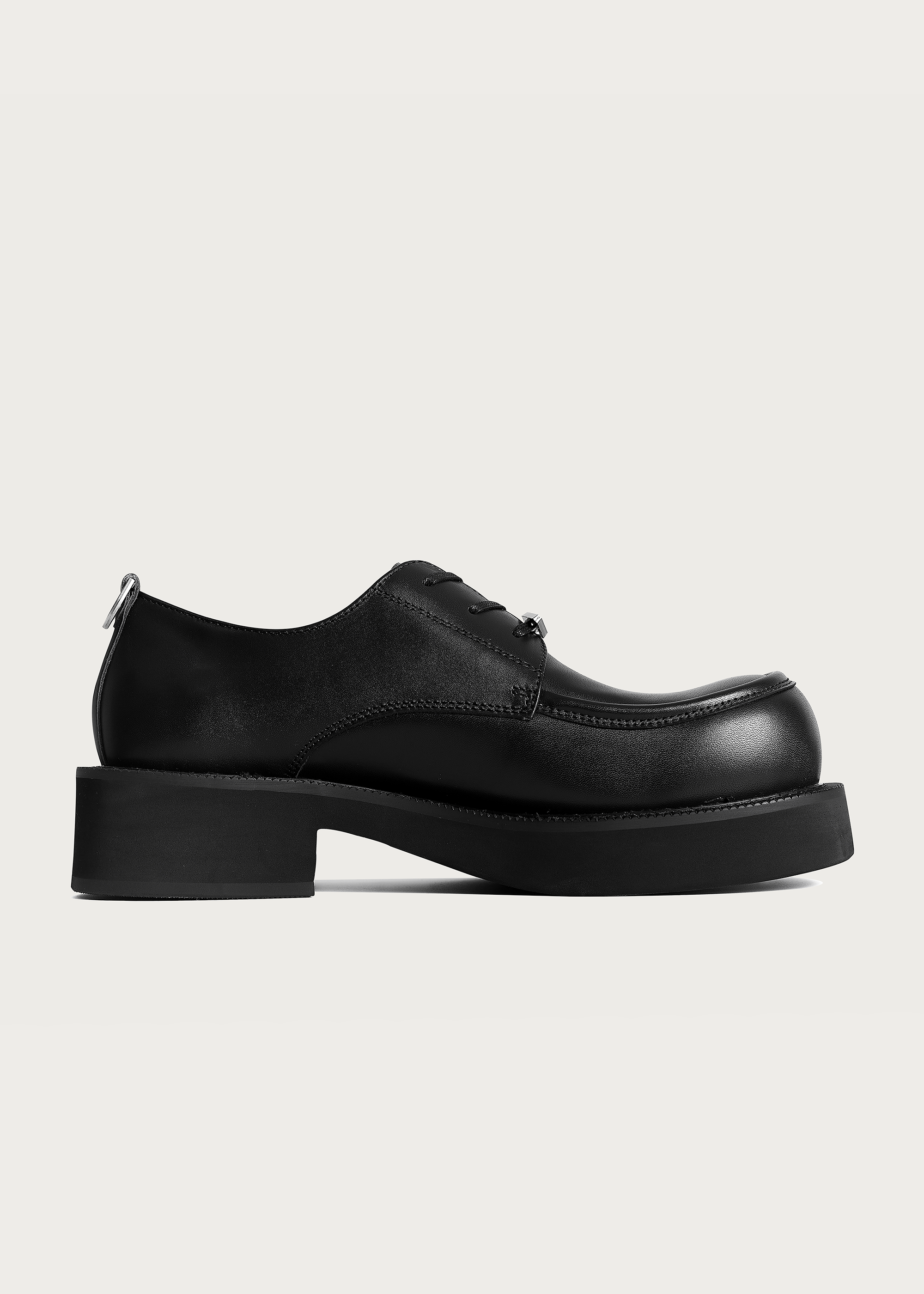 Derby shoes Round-toe Thick sole Obsidian black