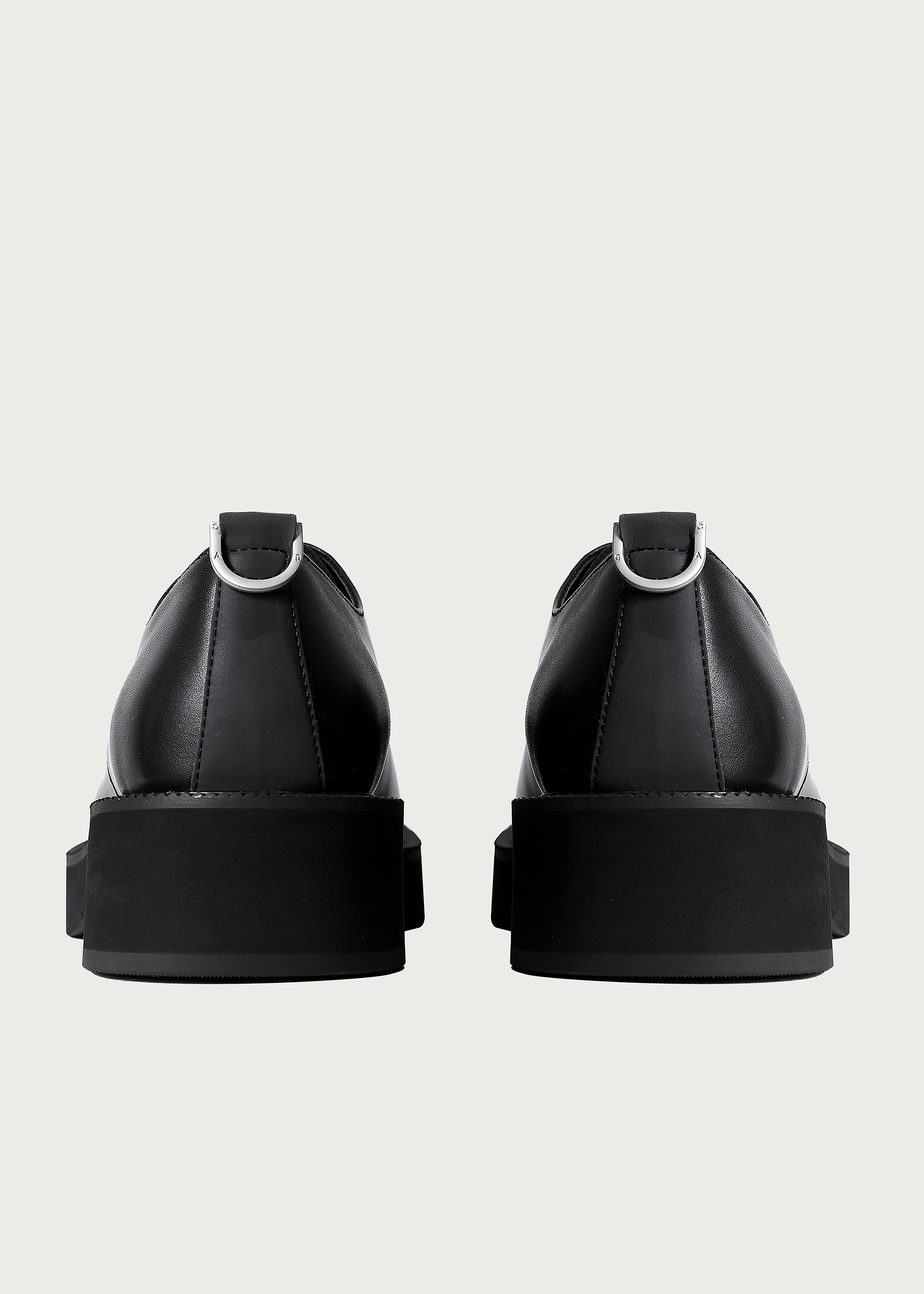 Derby shoes Round-toe Thick sole Obsidian black