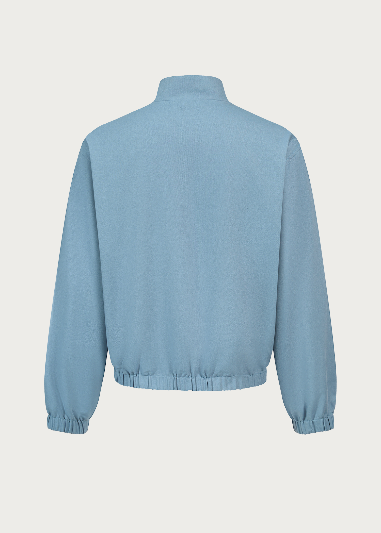 Khaki/Blue Reversible Color-block Linen-Blend High-Neck Jacket
