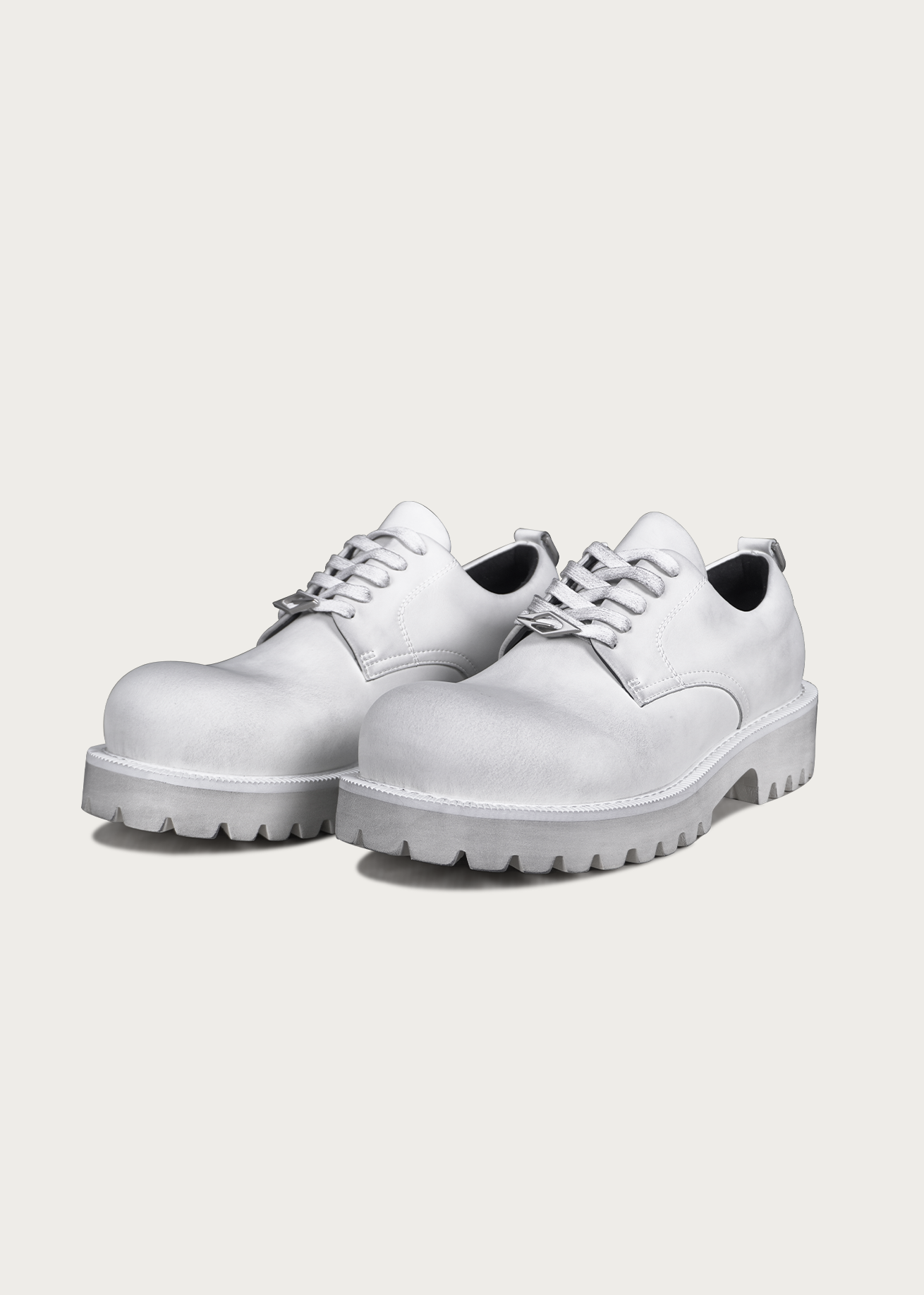 Derby shoes Round toe Matte dirty white