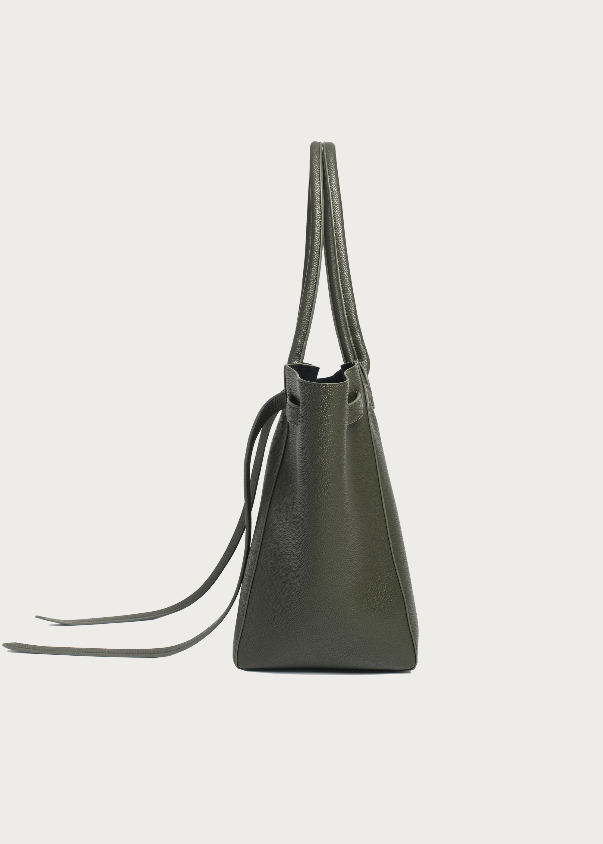 Lychee-Grain Microfiber Leather Large-Capacity Tote Bag Green