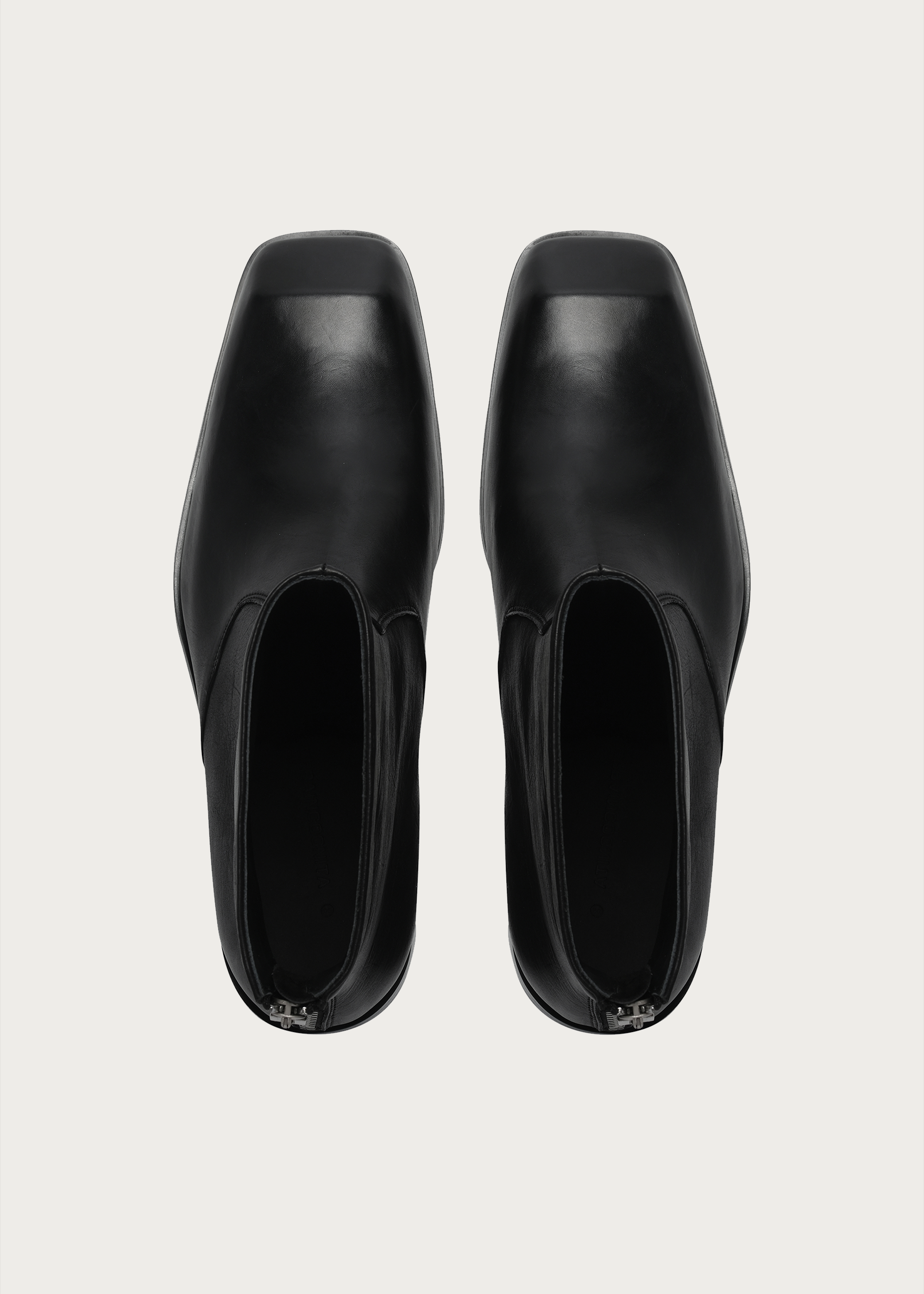 Beveled Square-Toe Horsehide Ankle Boots Black