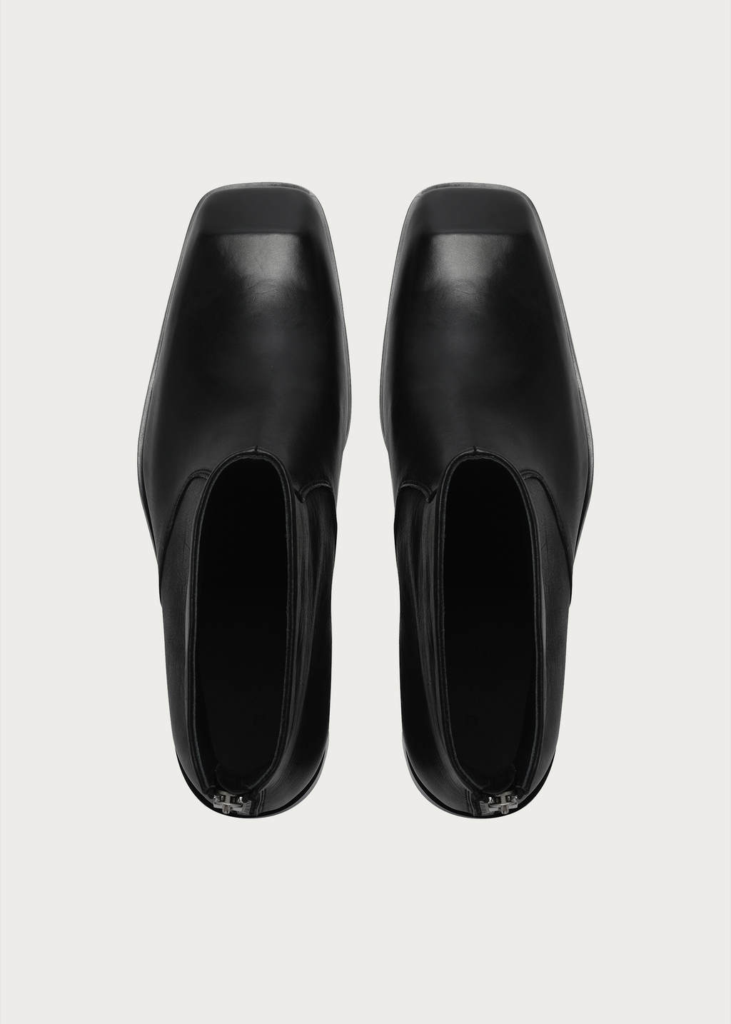 Beveled Square-Toe Horsehide Ankle Boots Black