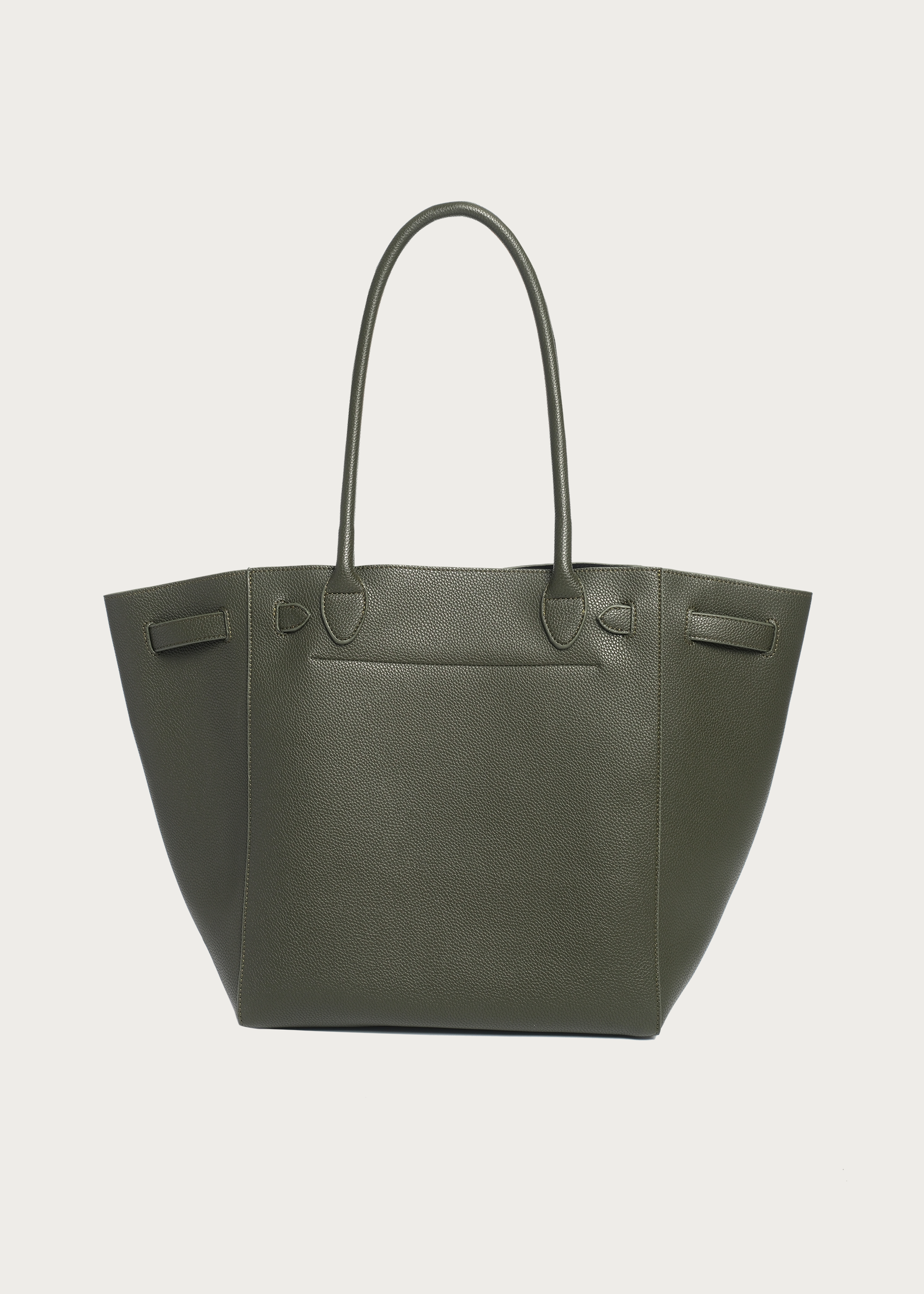 Lychee-Grain Microfiber Leather Large-Capacity Tote Bag Green