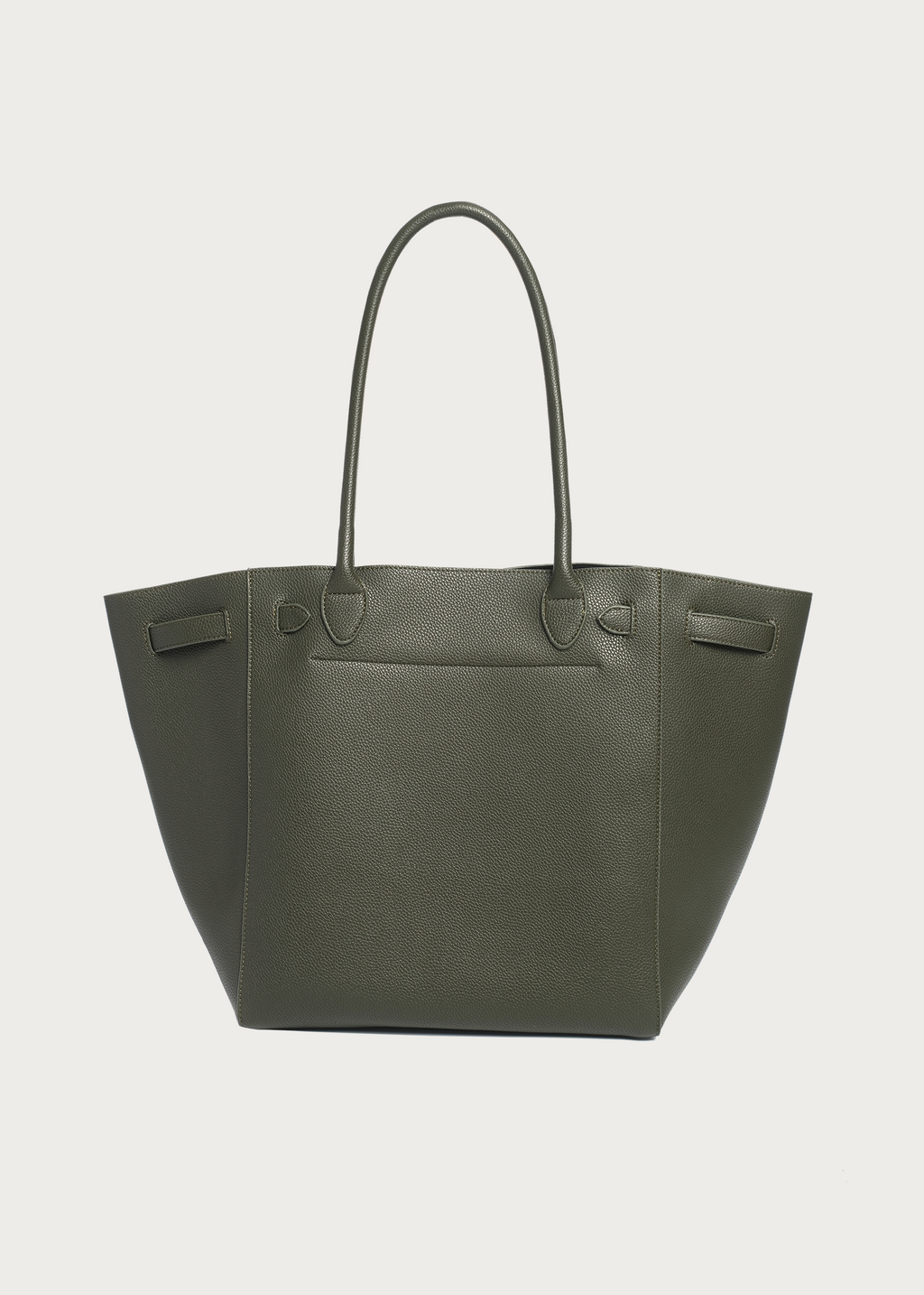 Lychee-Grain Microfiber Leather Large-Capacity Tote Bag Green