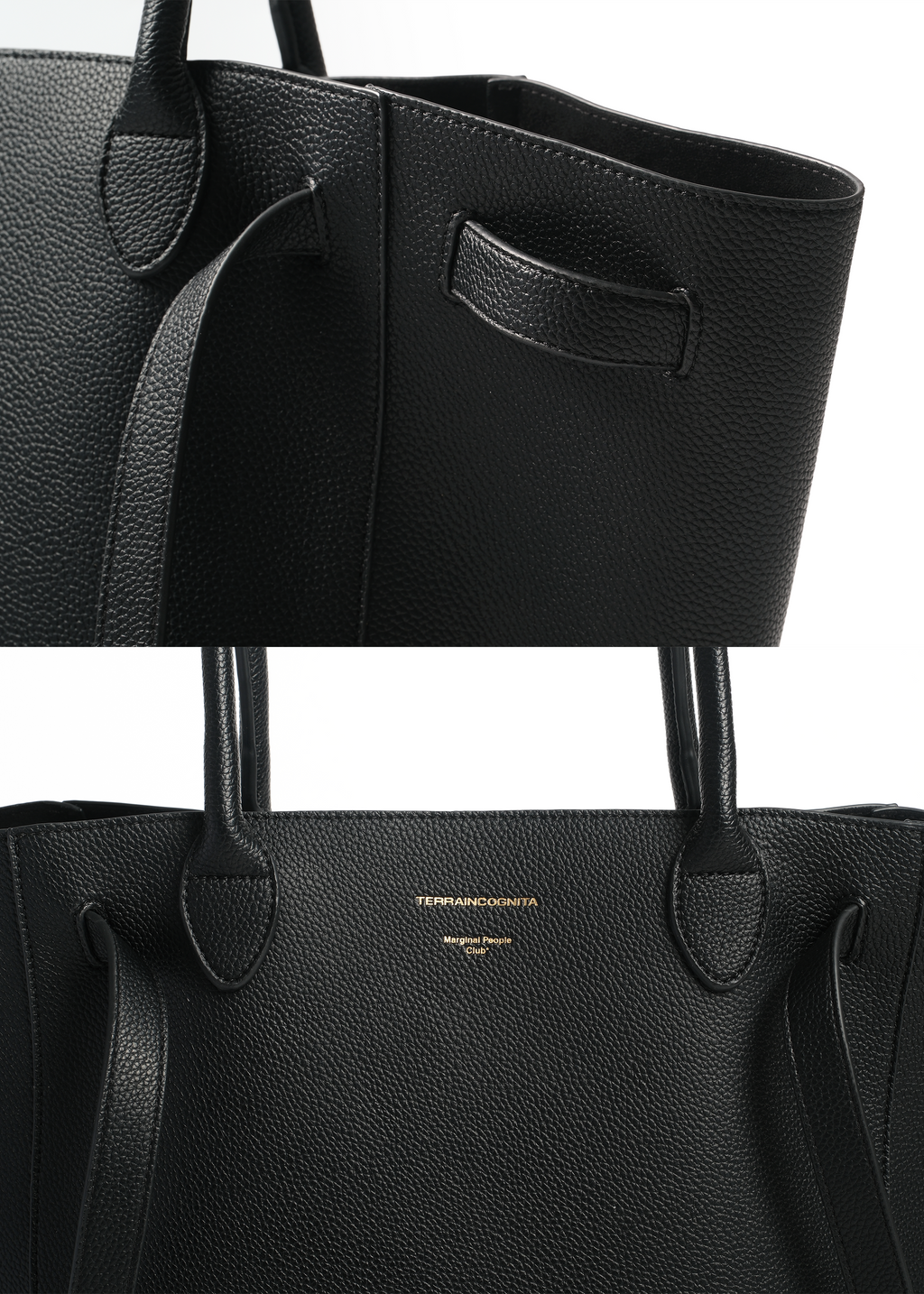 Lychee-Grain Microfiber Leather Large-Capacity Tote Bag Black