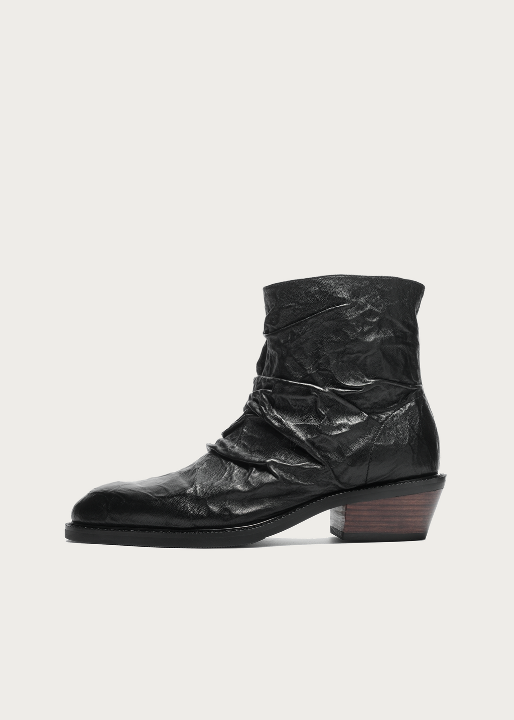 FX8049 metallic-texture ruched sheepskin ankle boots front view