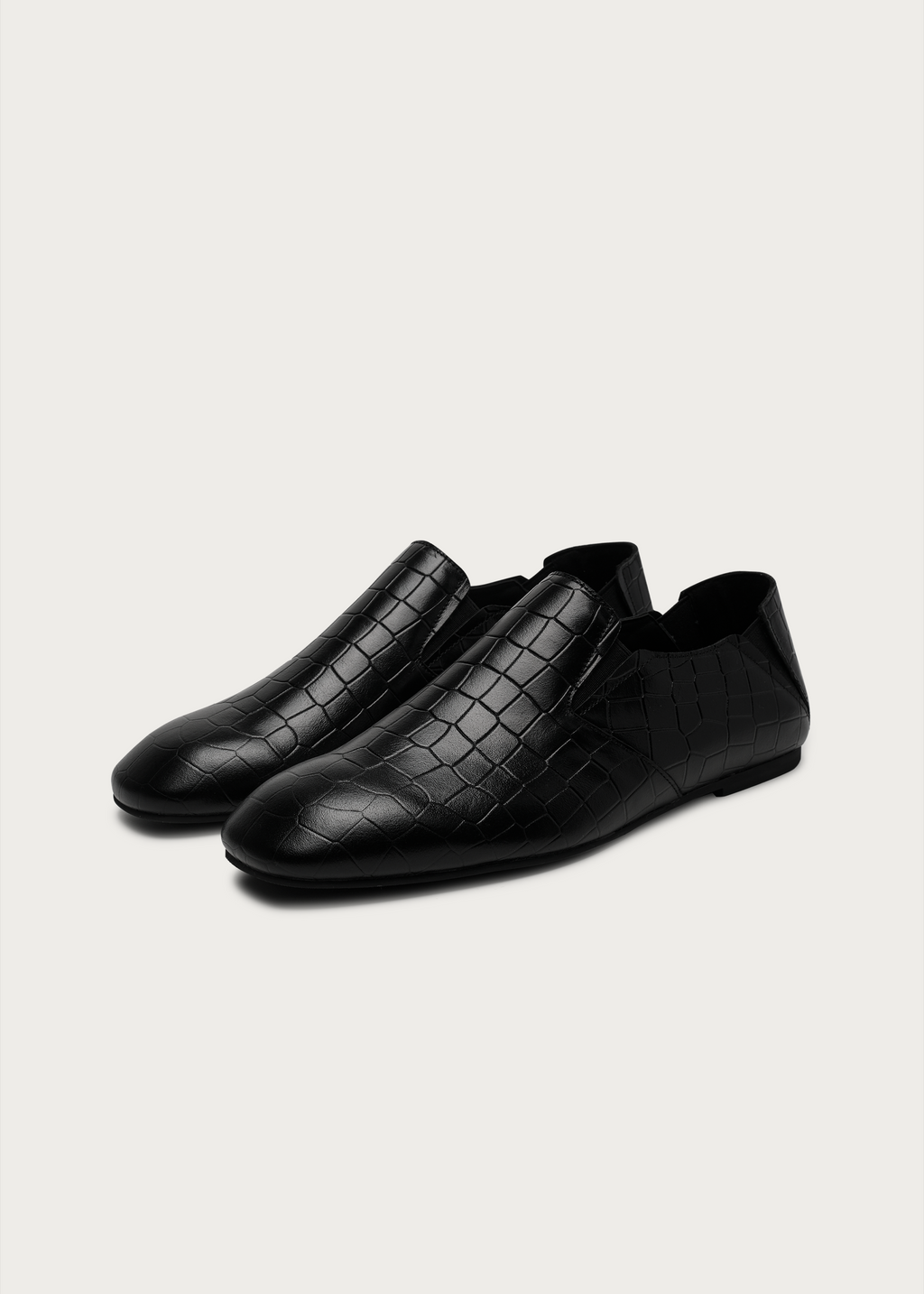 Rune Embossed Leather Loafers Black