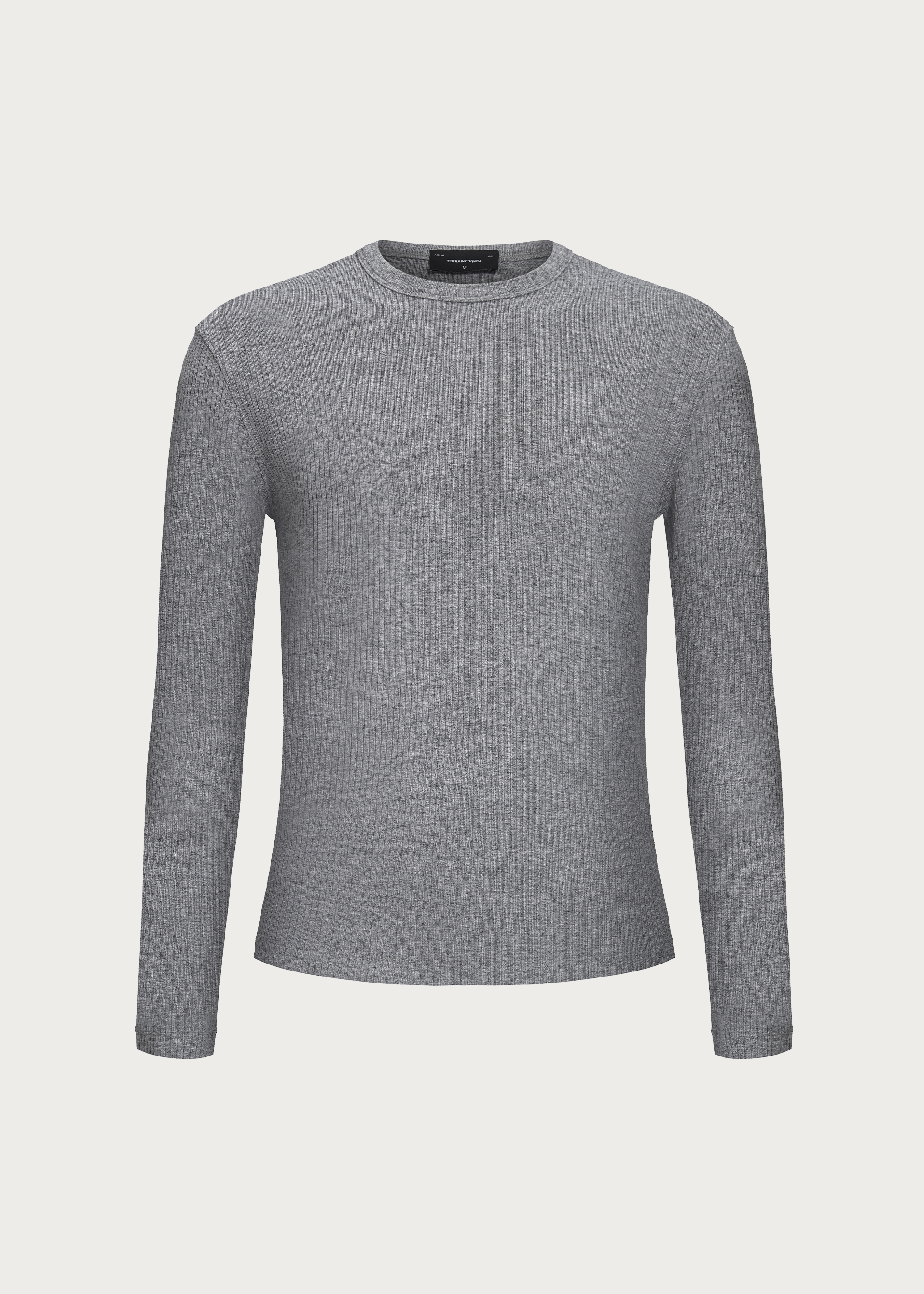 Stretchy Crew-Neck Long-Sleeve Base Layer T-Shirt Grey