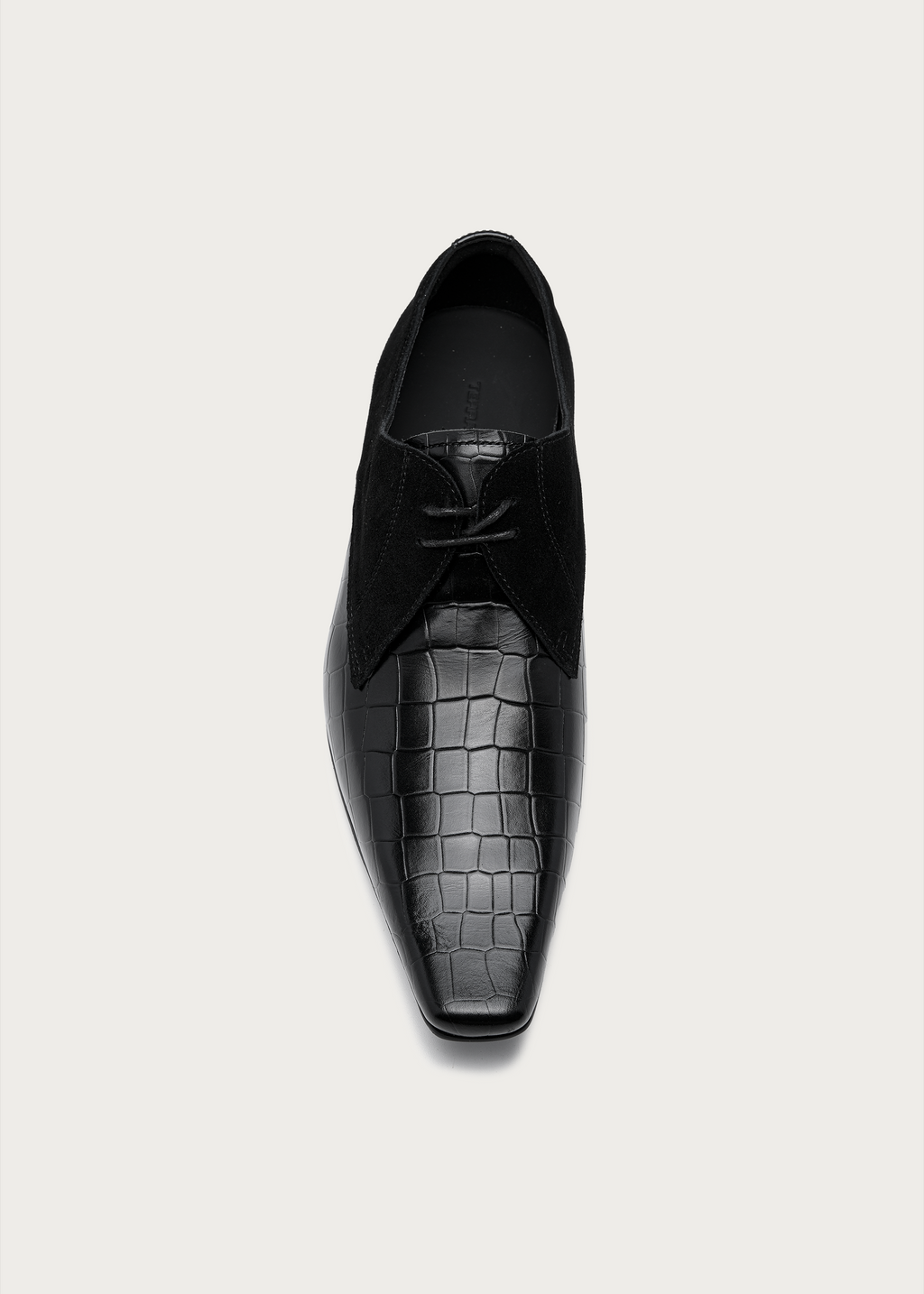 Veyl Chisel-Toe Croc-Embossed Leather Derby Shoes