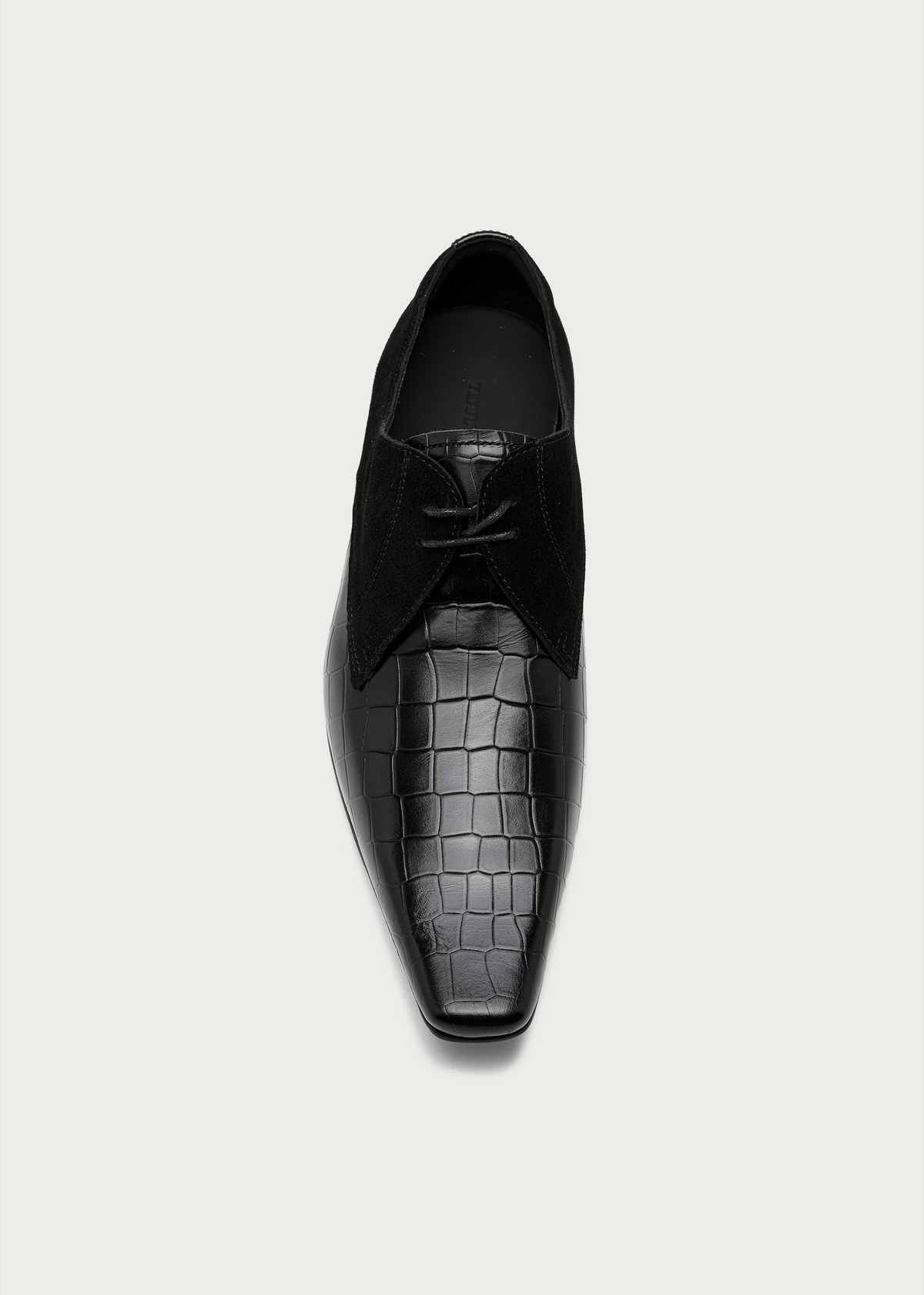 Veyl Chisel-Toe Croc-Embossed Leather Derby Shoes
