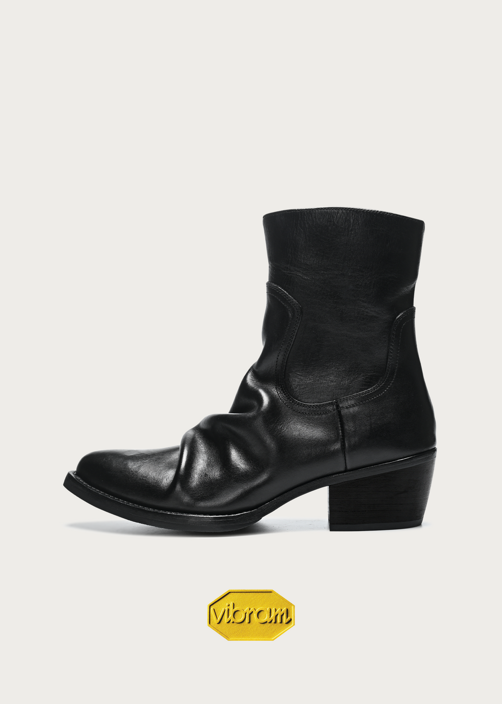 Roux Ruched Washed Horsehide Boots Black