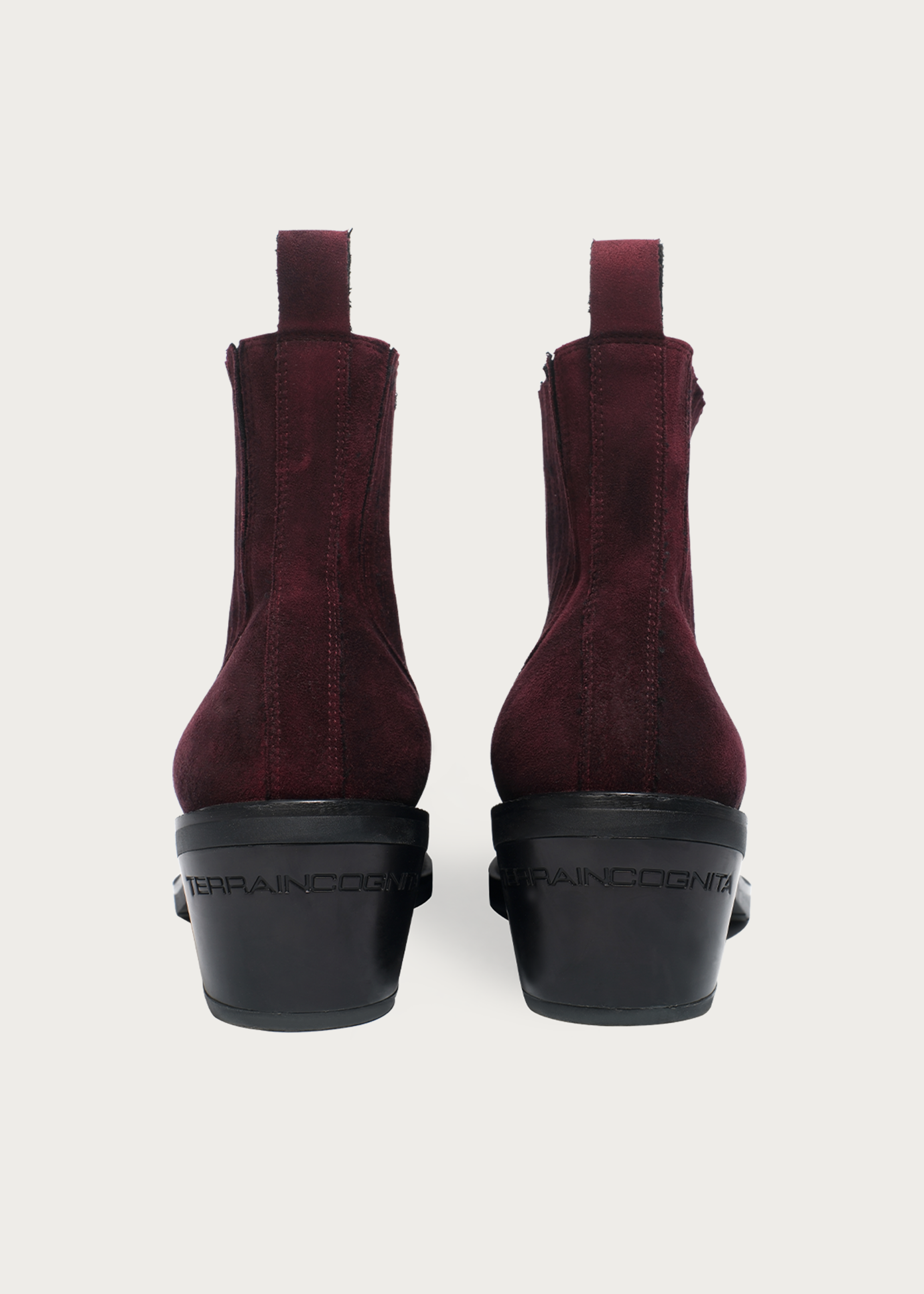 Chelsea boots Pointed-toe Velvet Garnet red