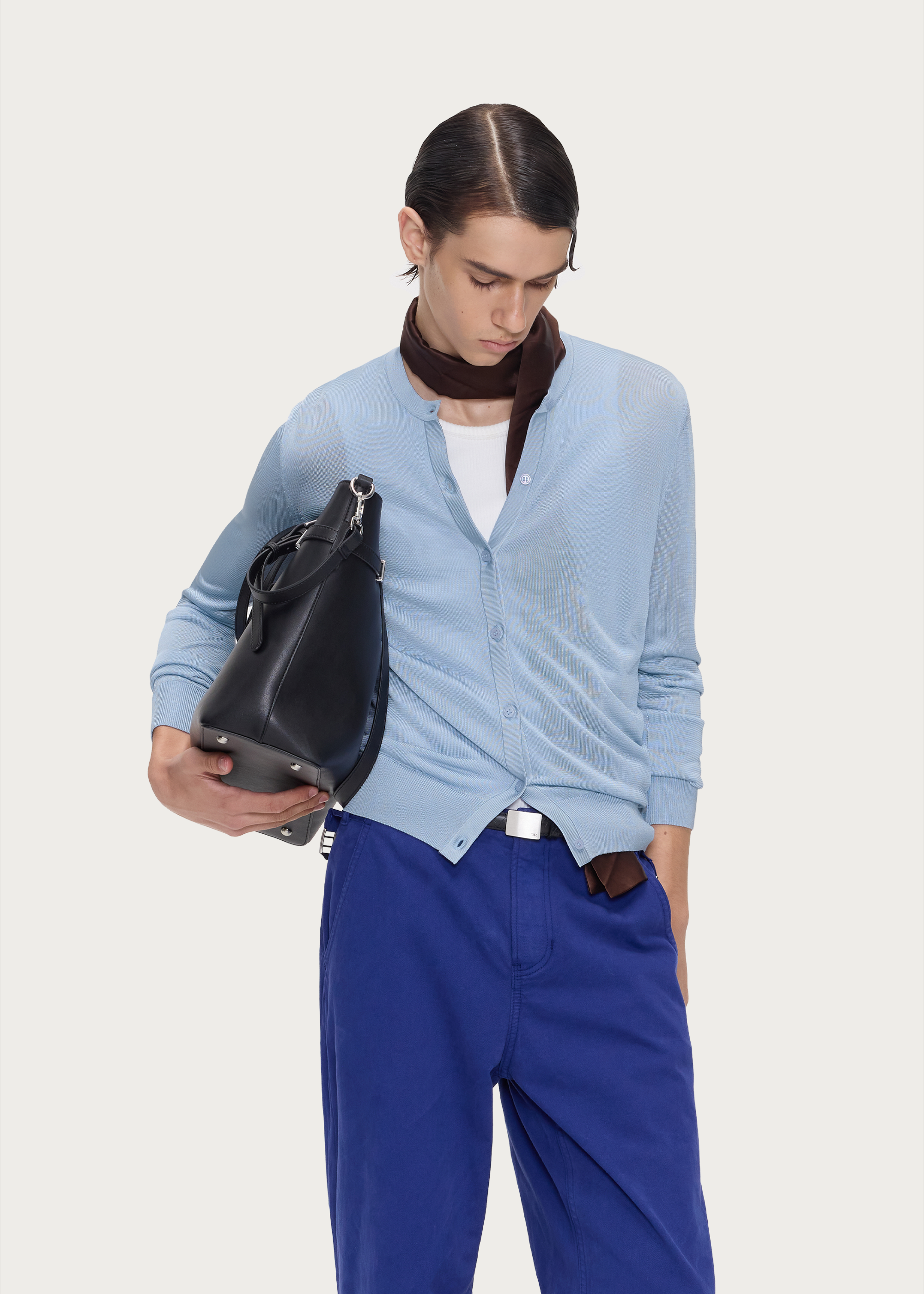 Lightweight Crew-Neck Knit Cardigan