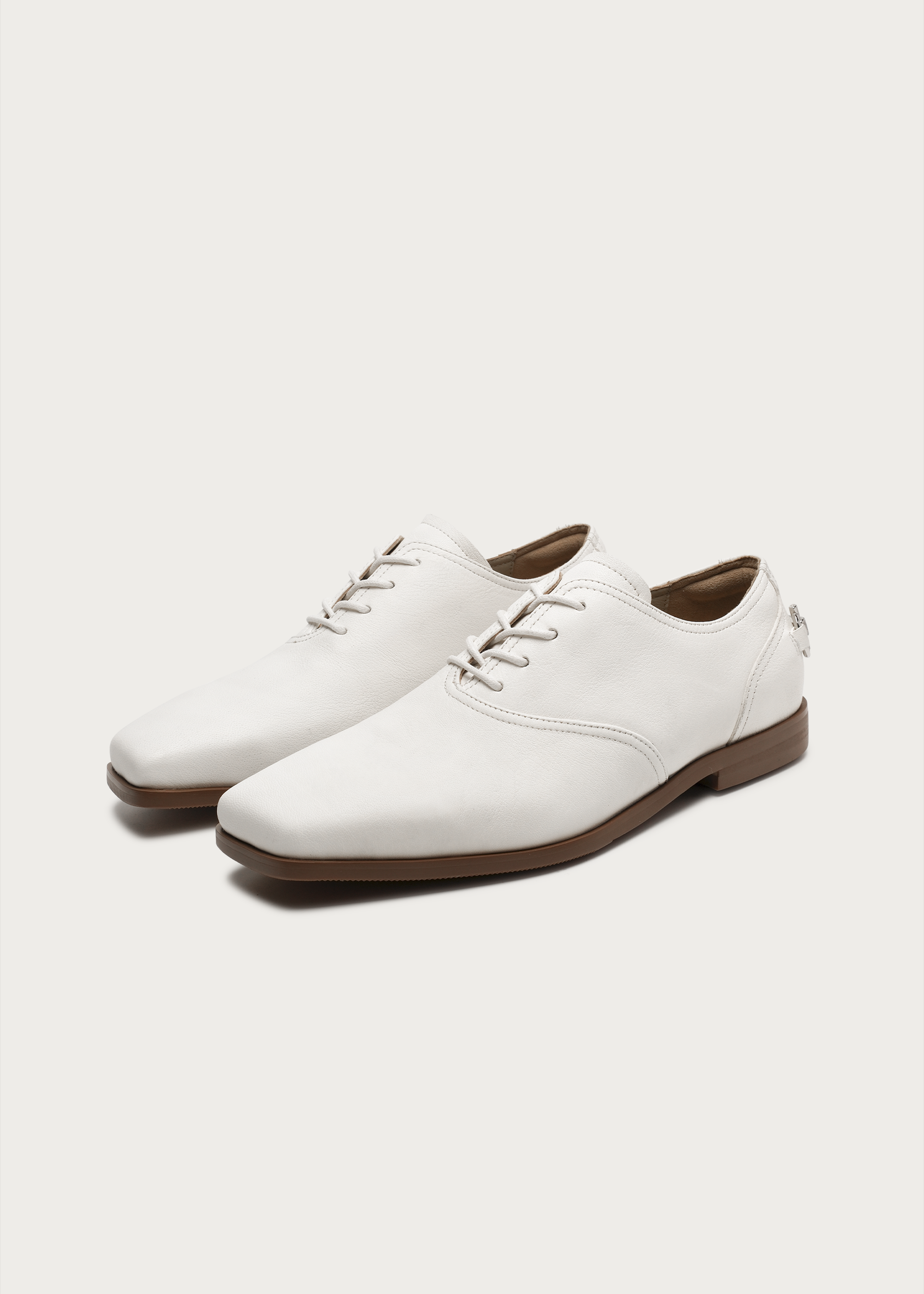 Metal-buckle Derby shoes White