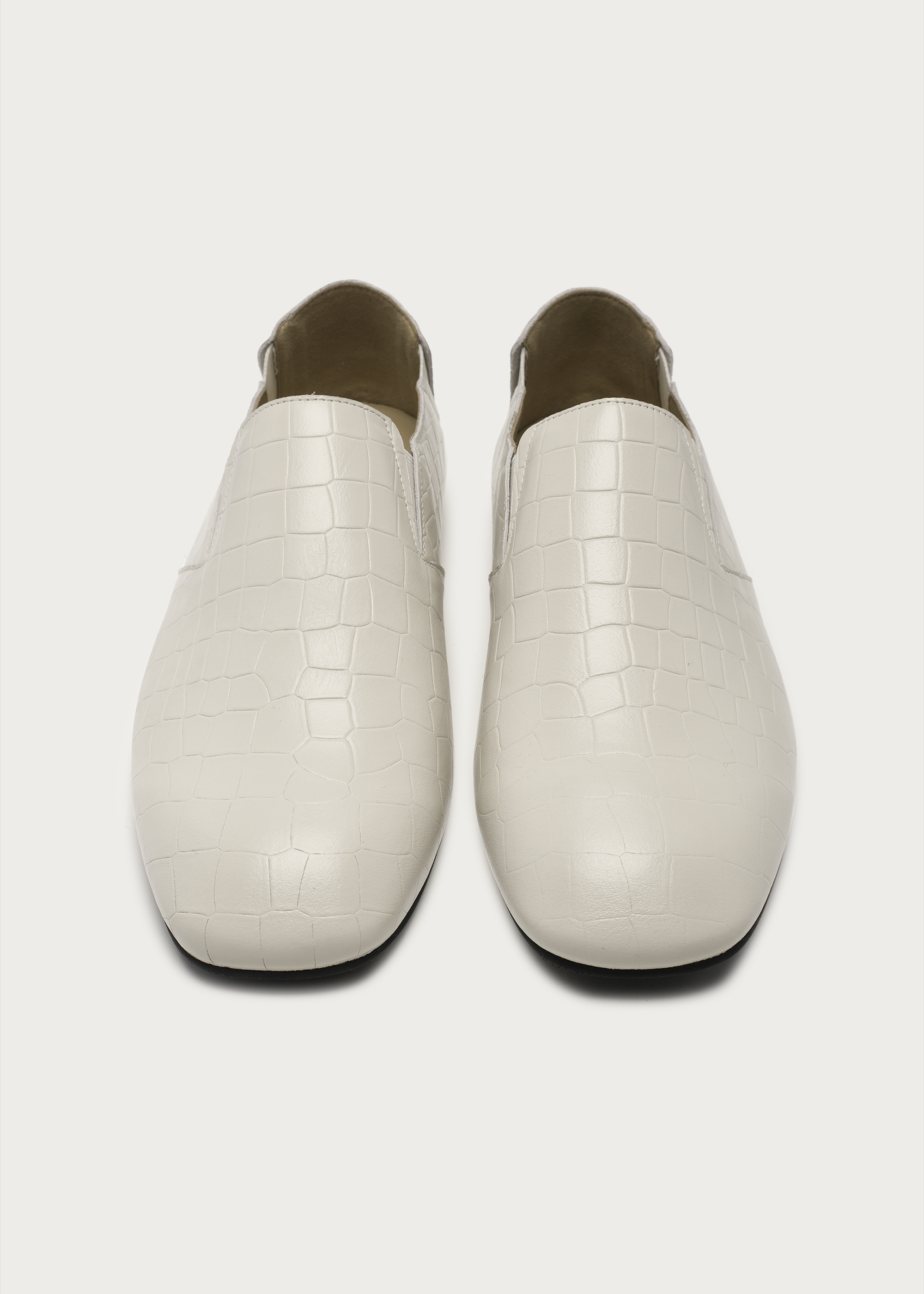 Rune Embossed Leather Loafers White