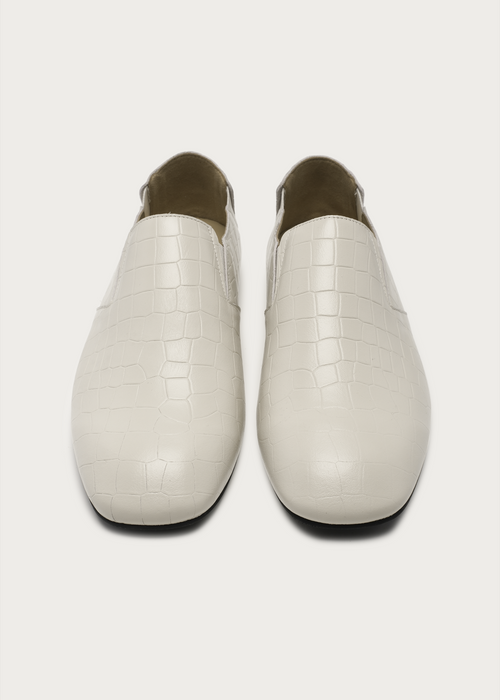 Rune Embossed Leather Loafers White