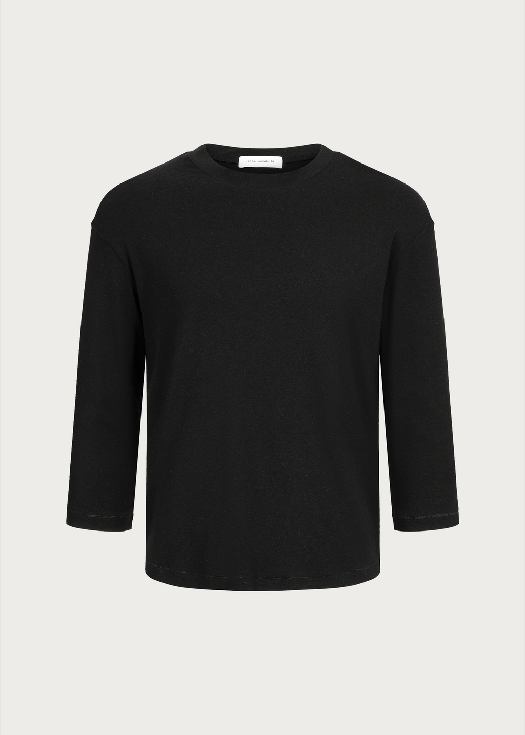 Three-quarter sleeve crew-neck T-shirt Black