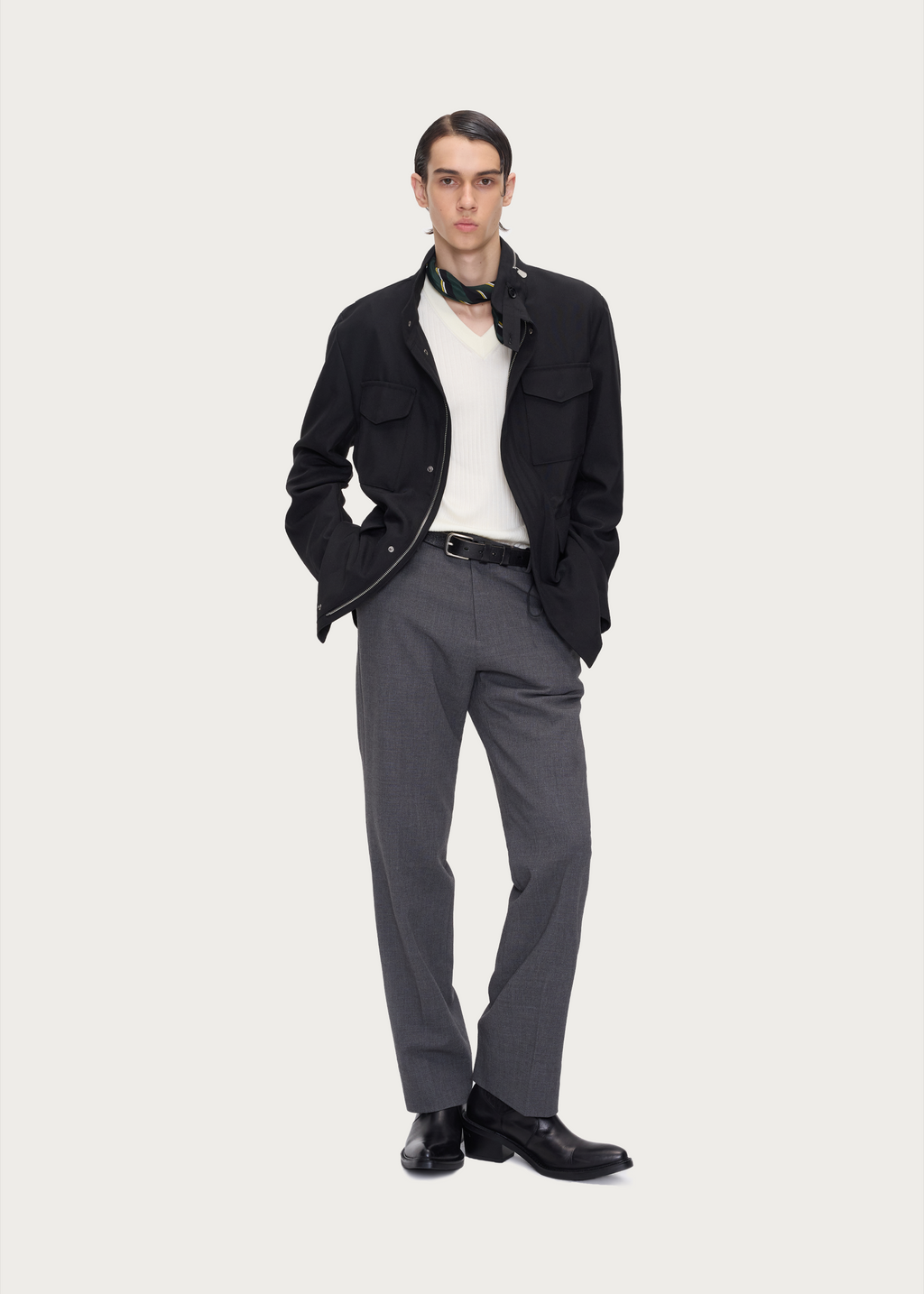 High-Twist Wool Straight-Leg Trousers