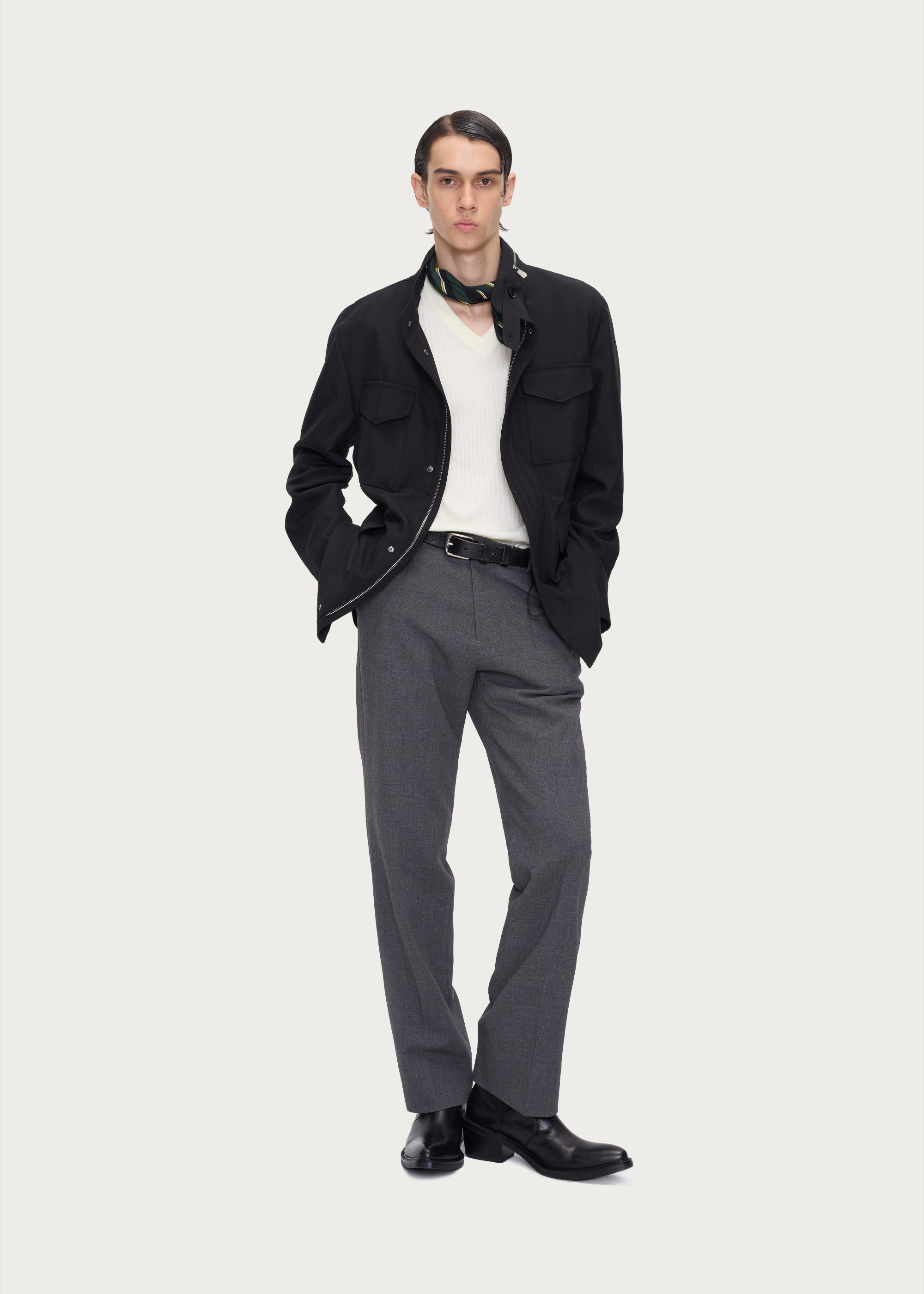 High-Twist Wool Straight-Leg Trousers