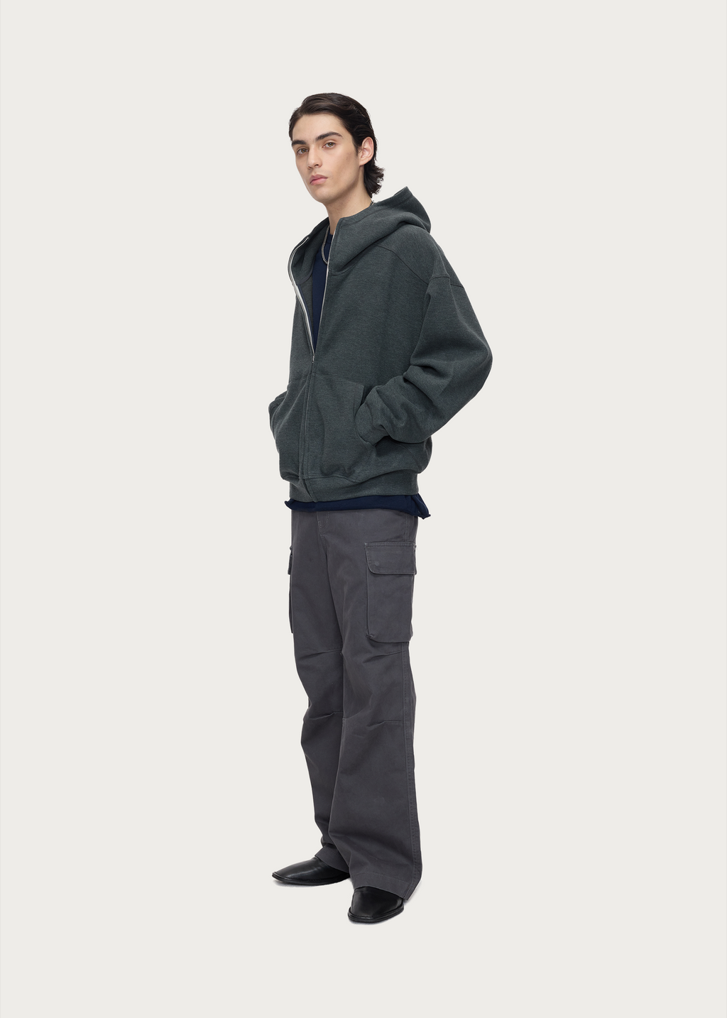 Heavyweight Wool-Blend Hoodie Gray