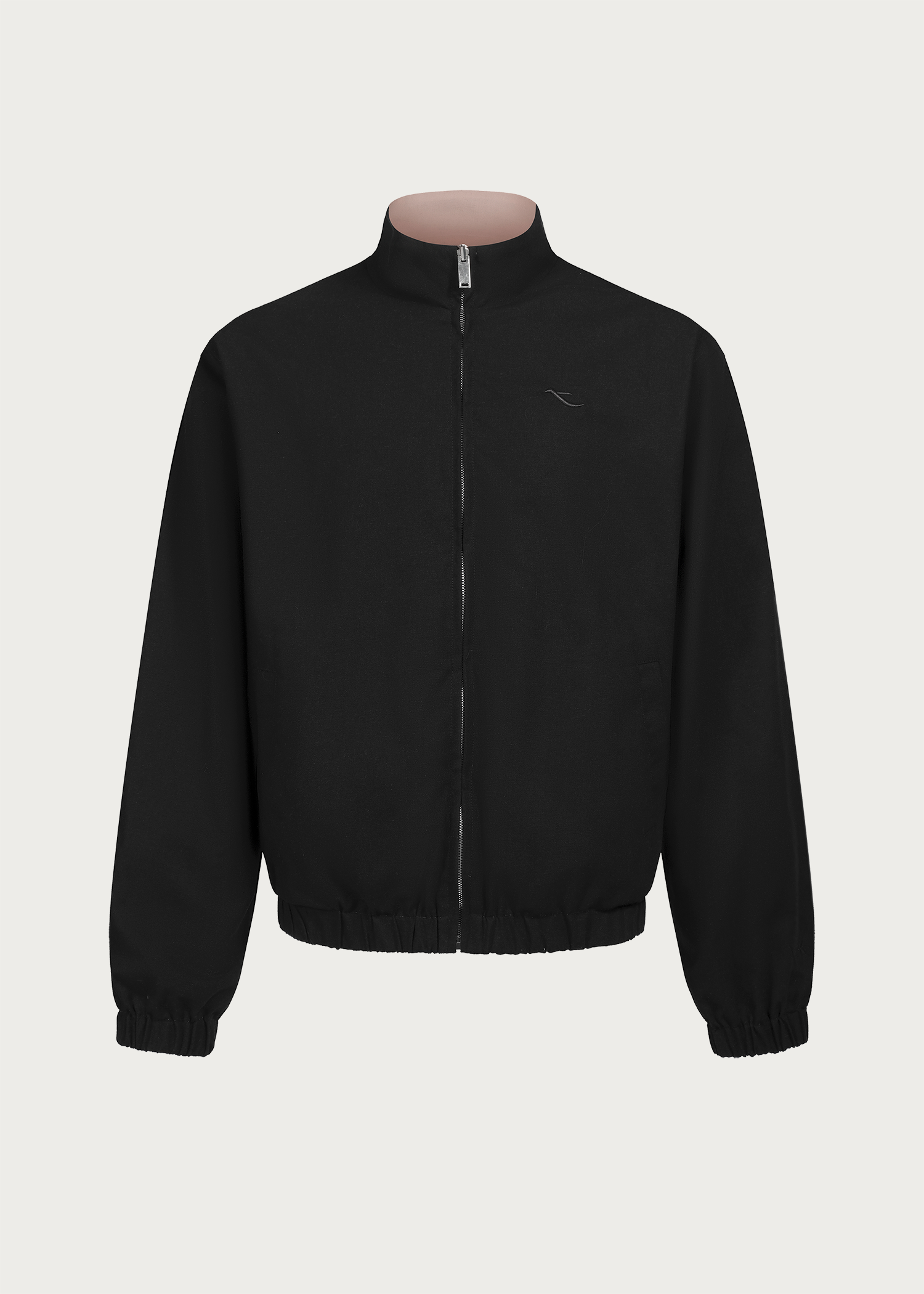 Black/Pink Reversible Color-block Linen-Blend High-Neck Jacket
