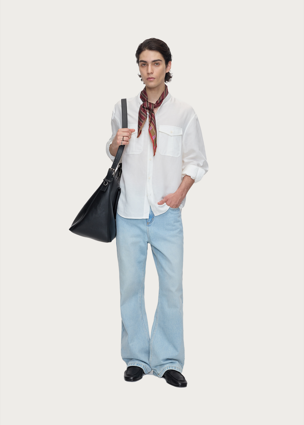 Textured Lyocell Stand-Collar Shirt