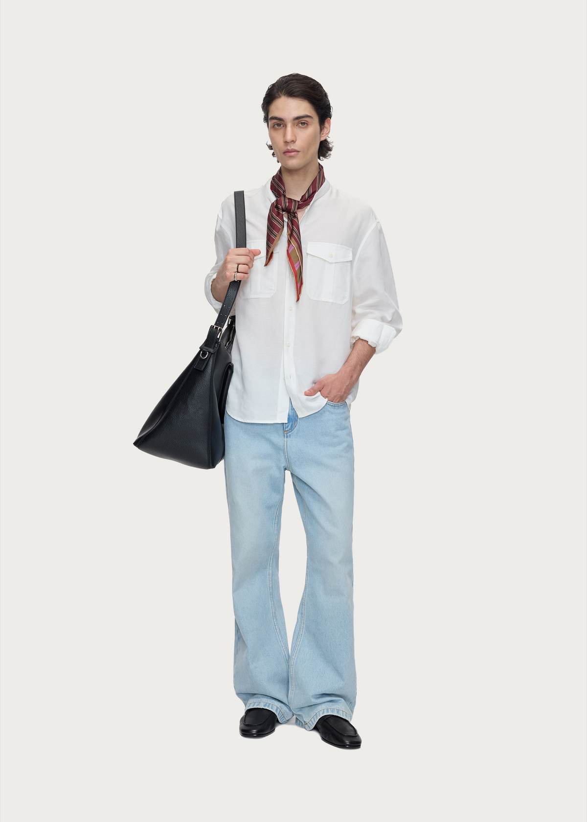 Textured Lyocell Stand-Collar Shirt