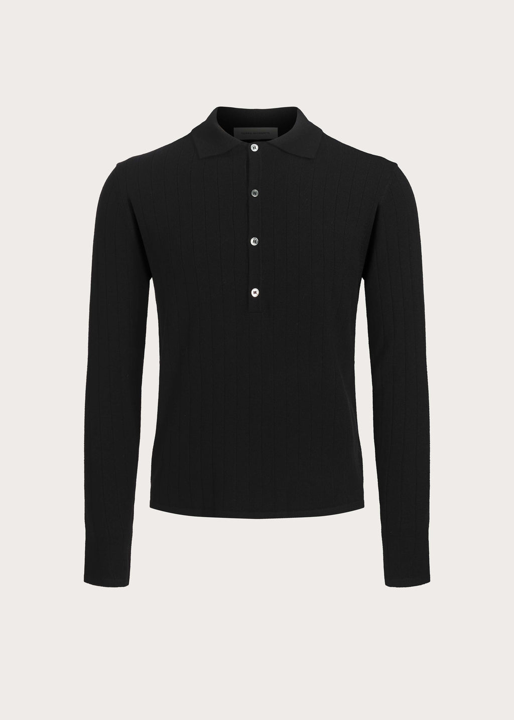 Half-placket long-sleeve knit polo shirt