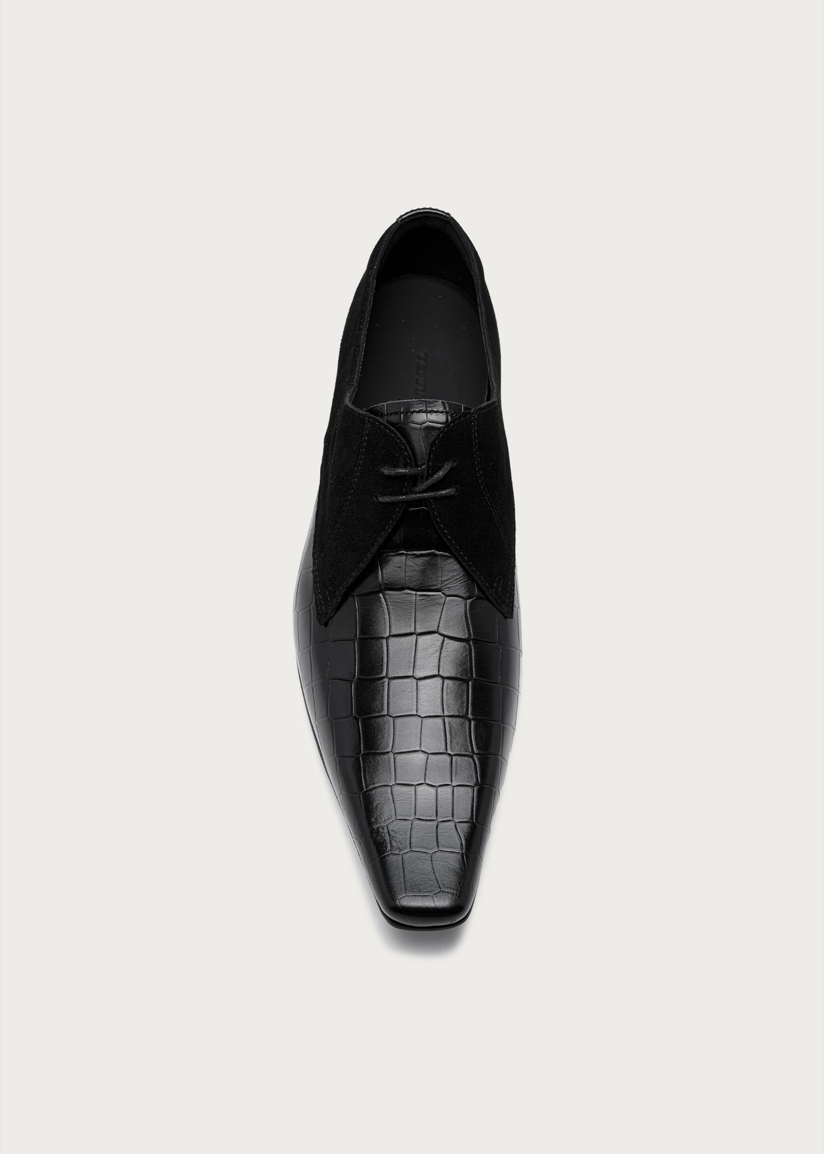 Veyl Chisel-Toe Croc-Embossed Leather Derby Shoes