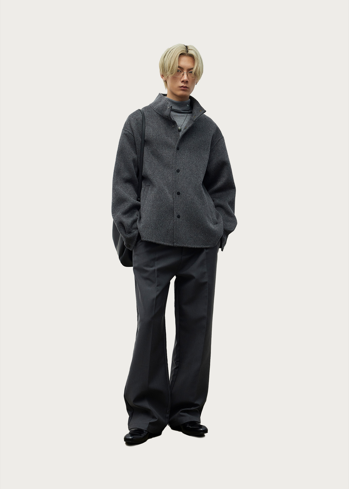 Three-Dimensional Rope-Decorated Straight-Leg Trousers Grey